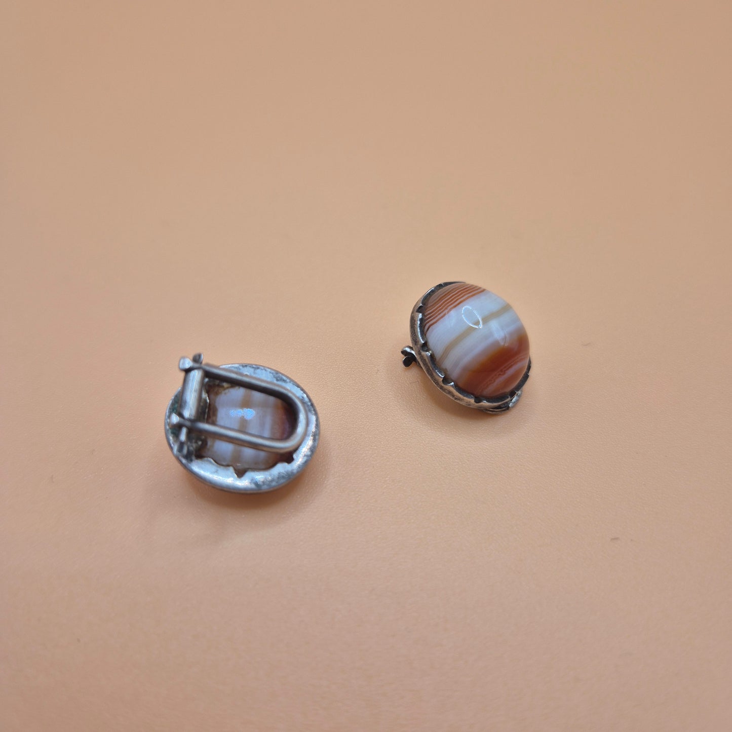 Alte 800er Silber Manschettenknöpfe mit Edelstein