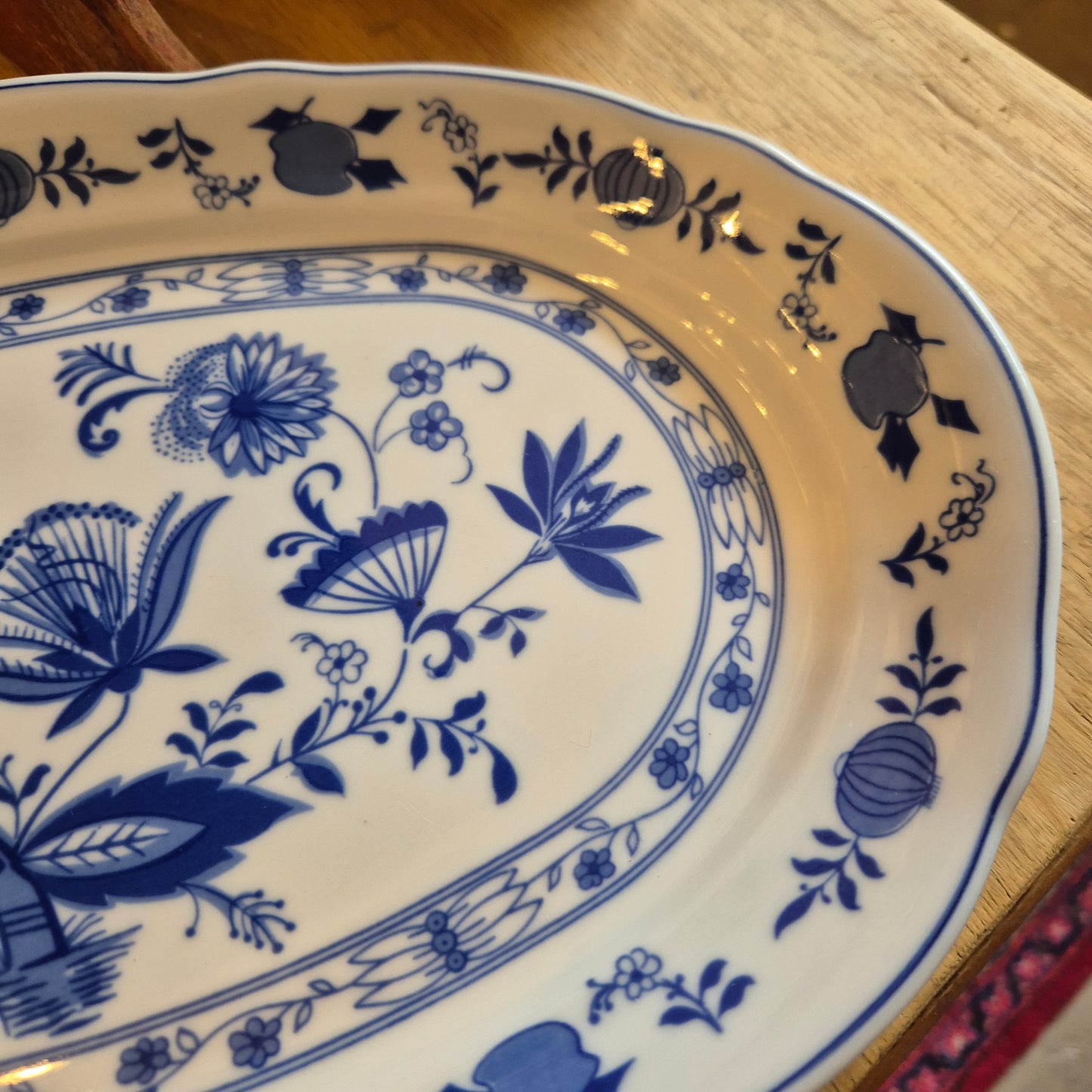 Wellco Design Porzellan Zwiebelmuster Servierplatte Teller blau weiß