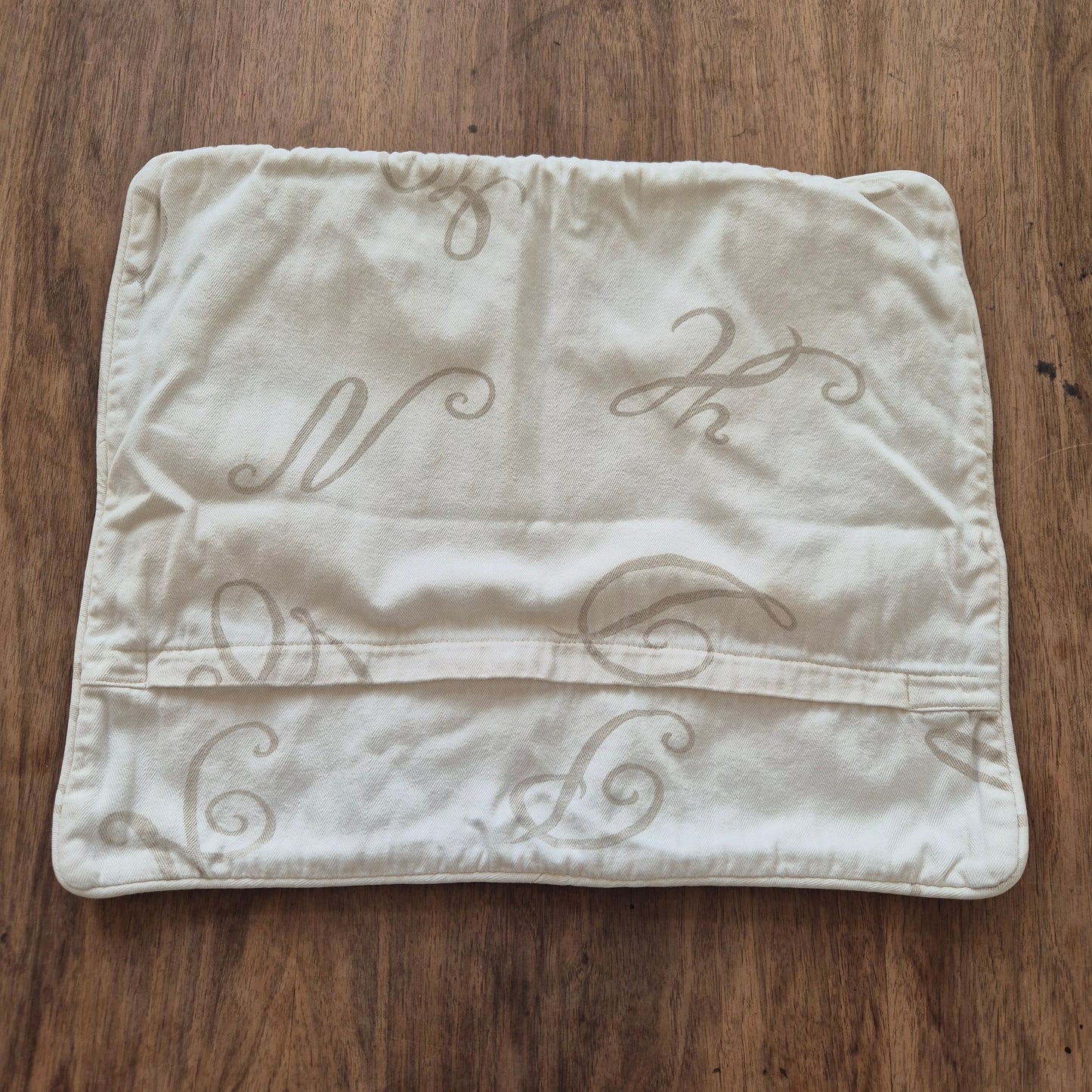 Vintage Kissenbezug Kissenhülle klein 45x50cm Strauss 1902 Baumwolle creme grau