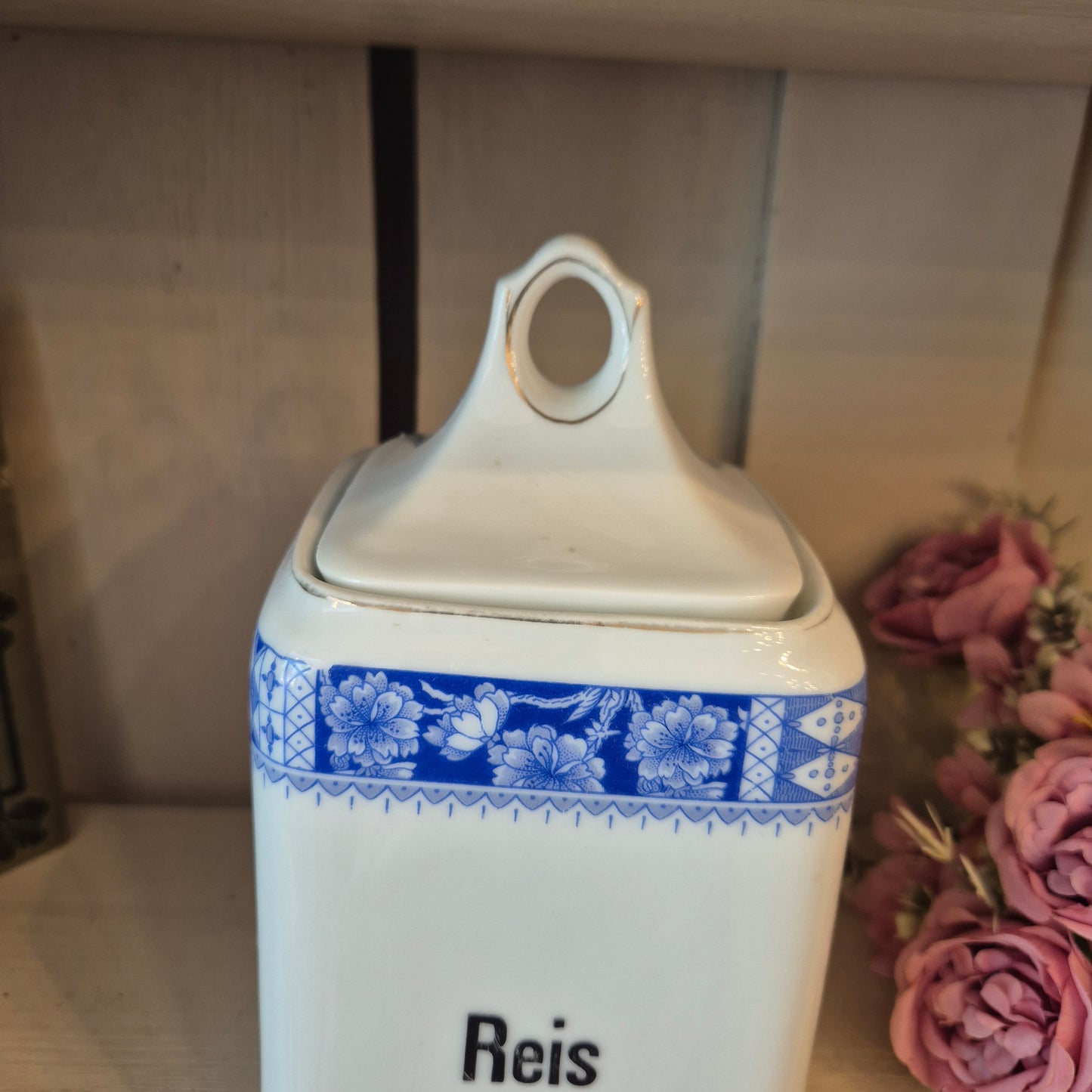 Jugendstil Vorratsdose Weiß Blau Reis Schwarzenberg Germany