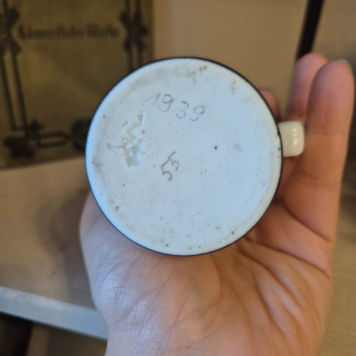 Kleiner antiker Handbemalter Kronprinz Wilhelm Bierkrug Sammler 1939