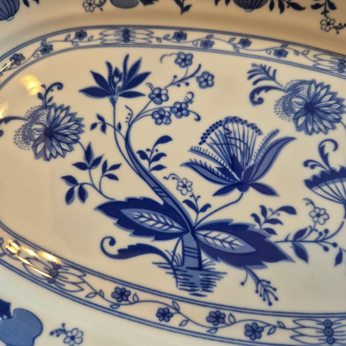 Wellco Design Porzellan Zwiebelmuster Servierplatte Teller blau weiß