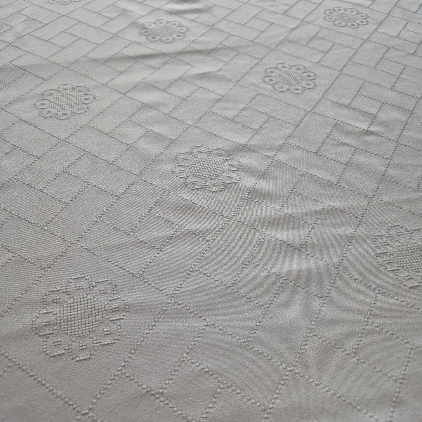 Antike große Tischdecke Baumwolle mit geklöppeltem Rand weiß 120x335cm Tafel lang 🤍