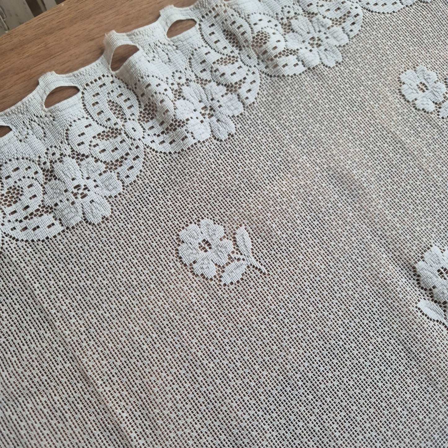 2x Vintage Scheibengardine Gardine 65x70cm für Stange Fenster Polyester