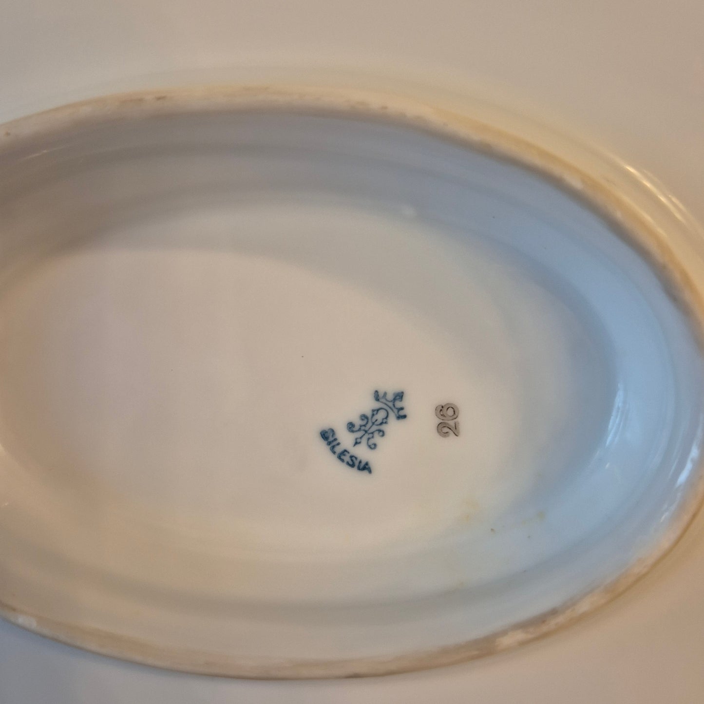 Alte Saucen Sauciere Schüssel Porzellan Silesia weiß gold schwarz
