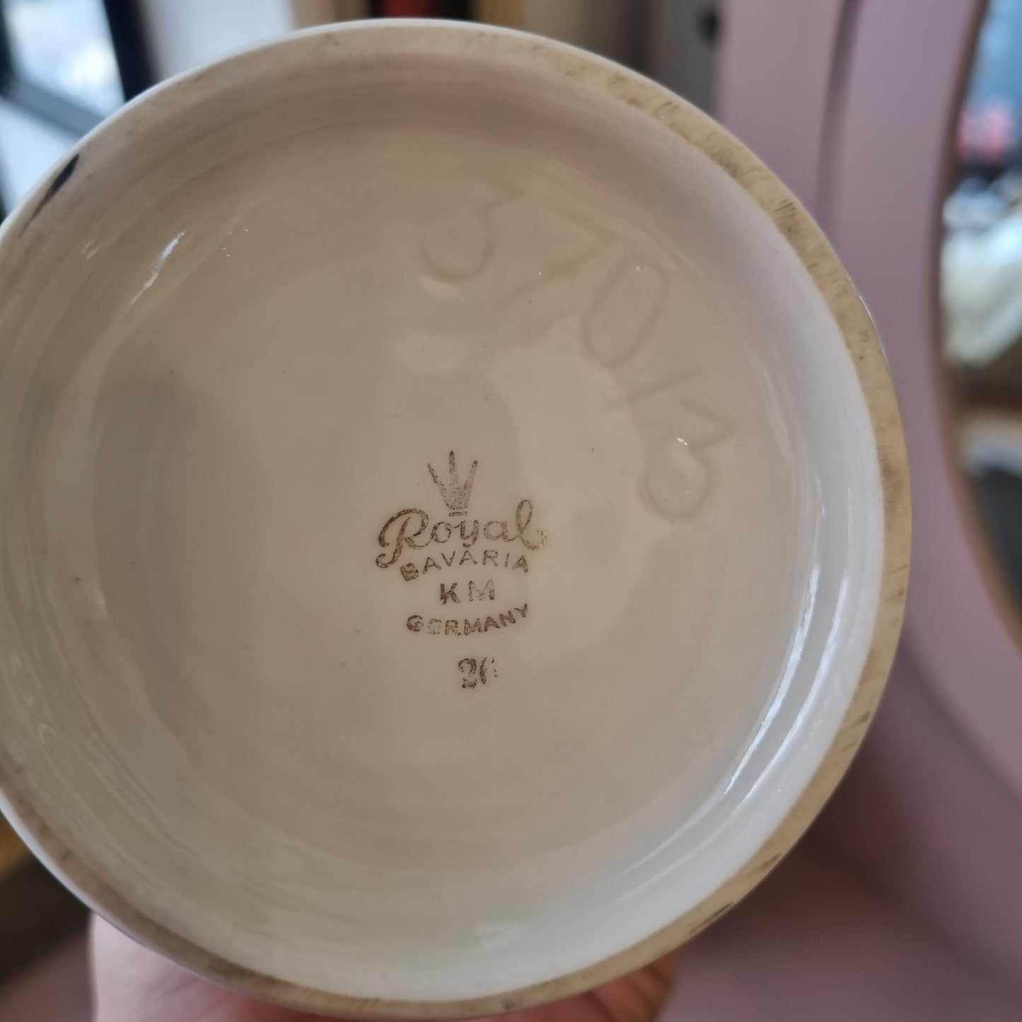 Vintage 50er Jahre Vase Porzellan Royal Bavaria Elfenbeinfarbe