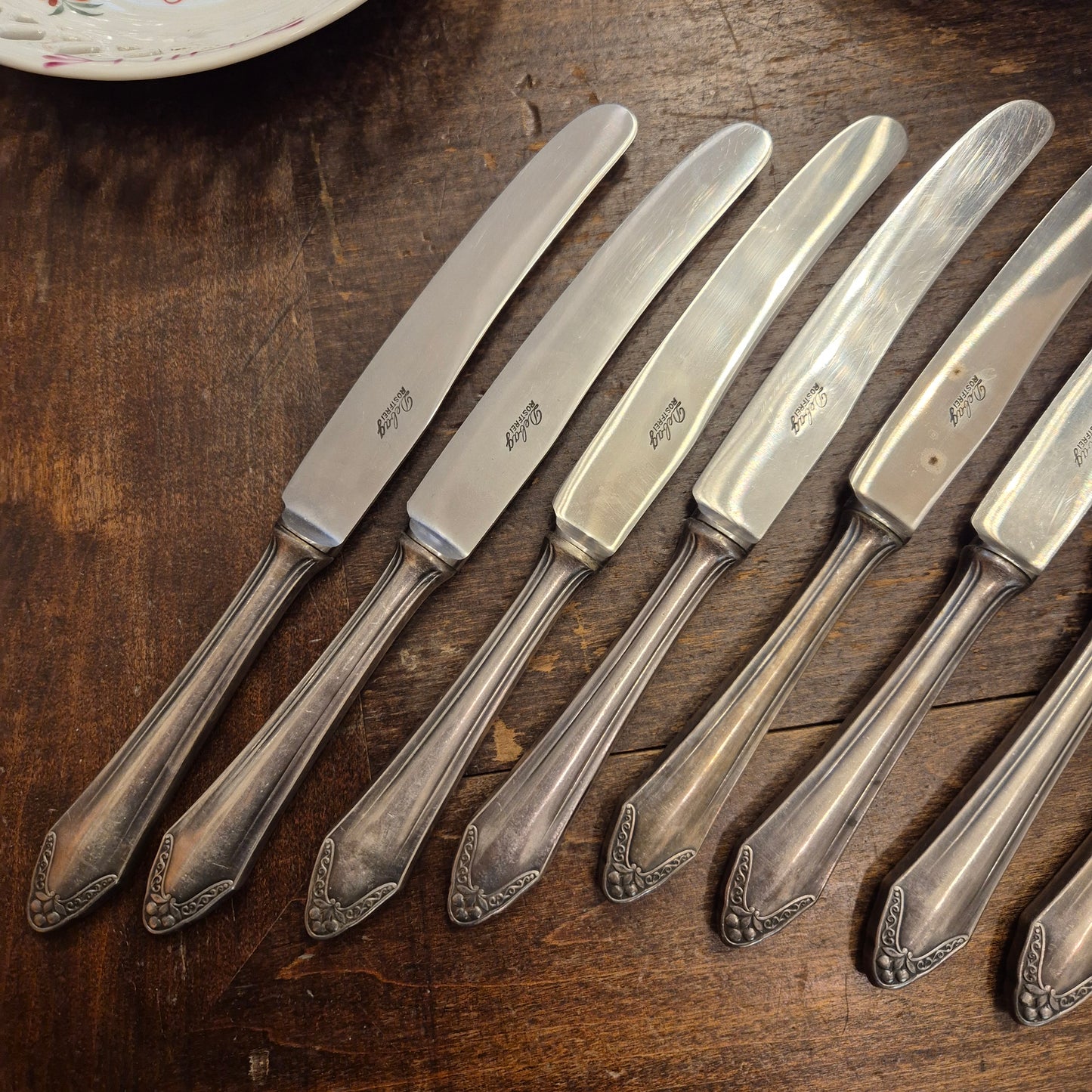 11x Antike Debag Rostfrei Messer sehr lang 40er Jahre versilbert 90 - zum aufpolieren!