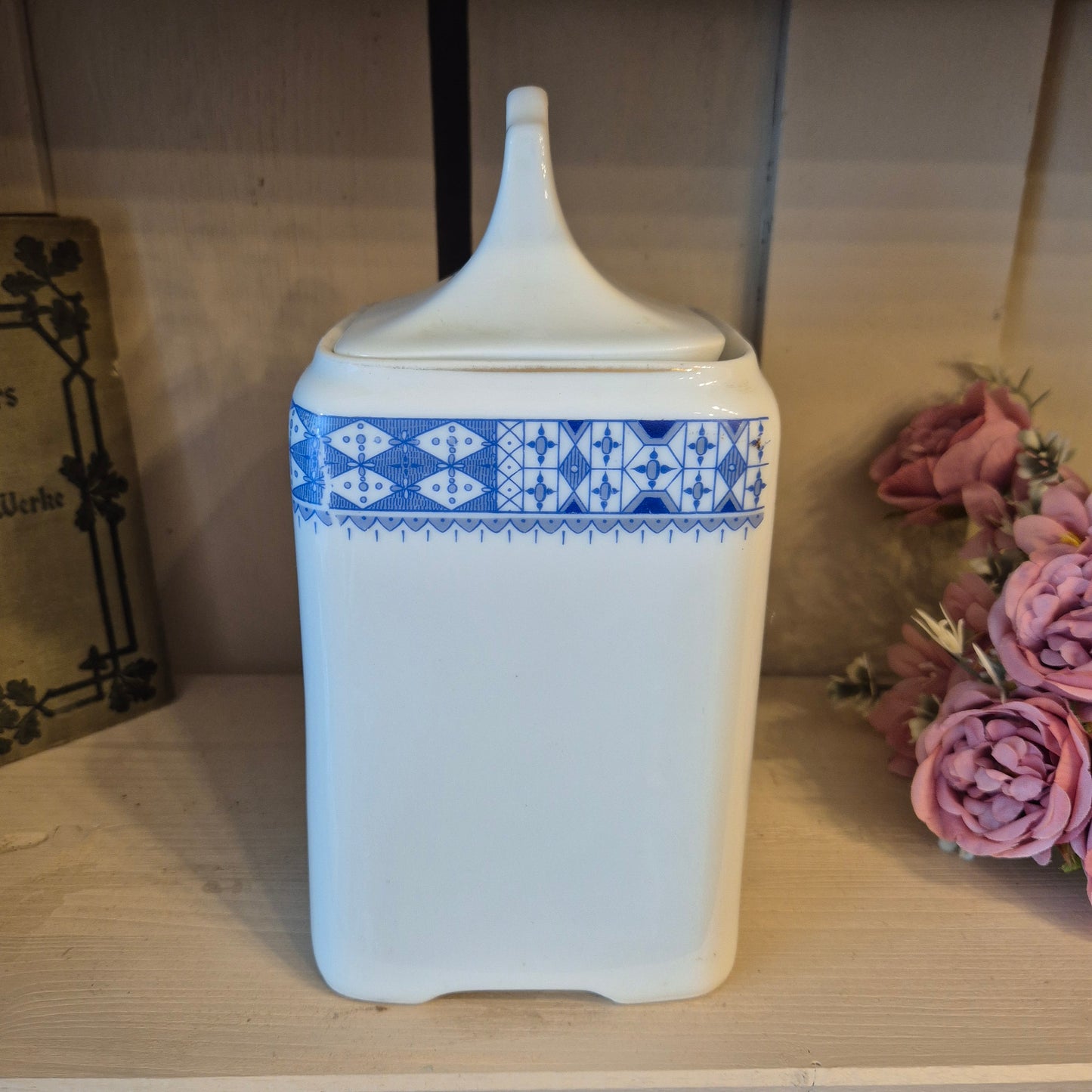 Jugendstil Vorratsdosen Weiß Blau Zucker Schwarzenberg Germany