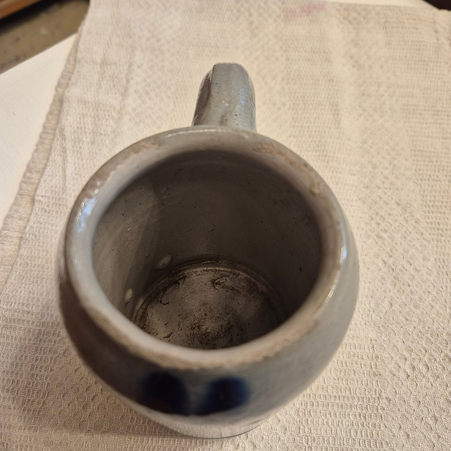 Vintage Keramik Bierkrug Steingut Grau blau Geschenk