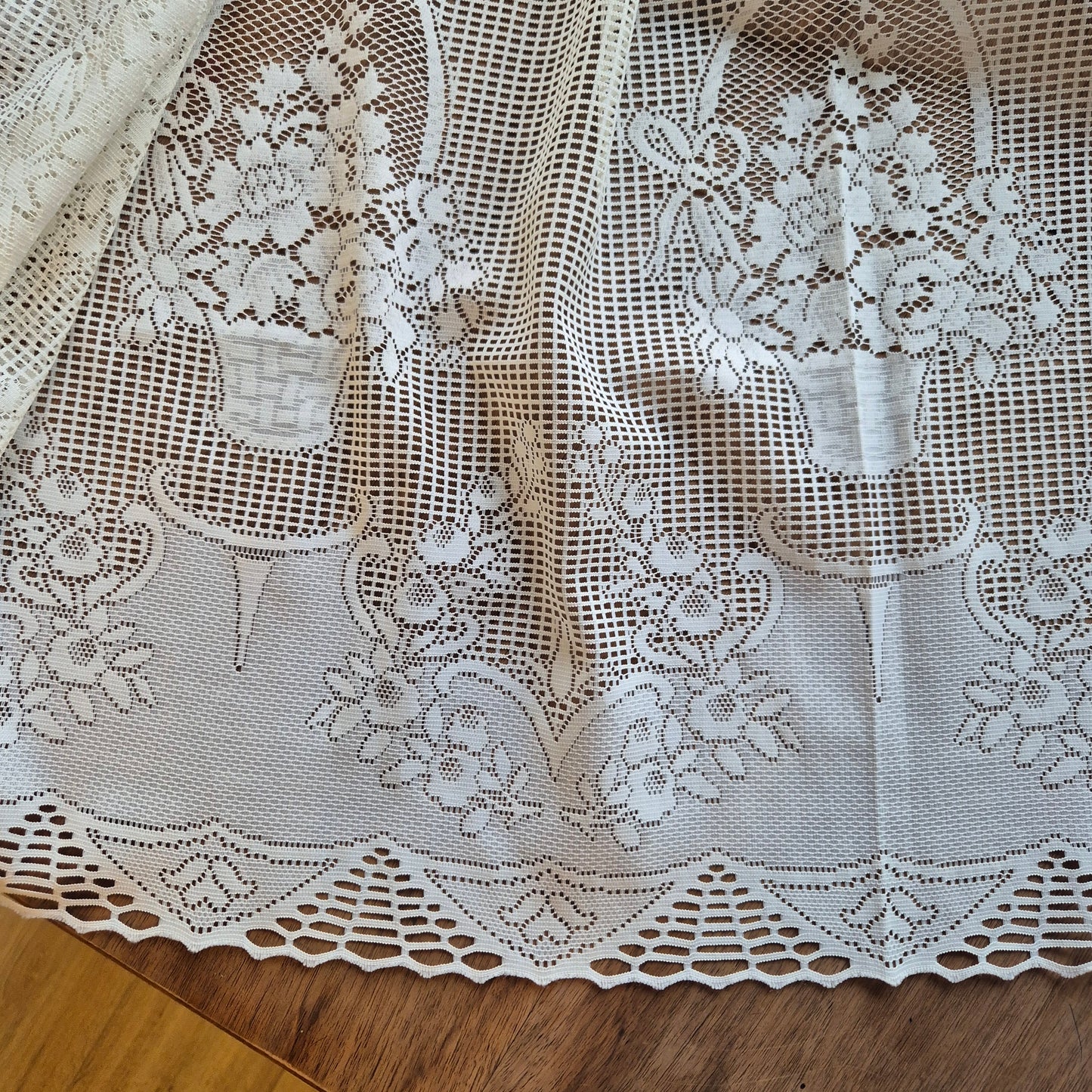 1x Vintage Scheibengardine Gardine 88x 180cm für Stange ein Fenster Polyester