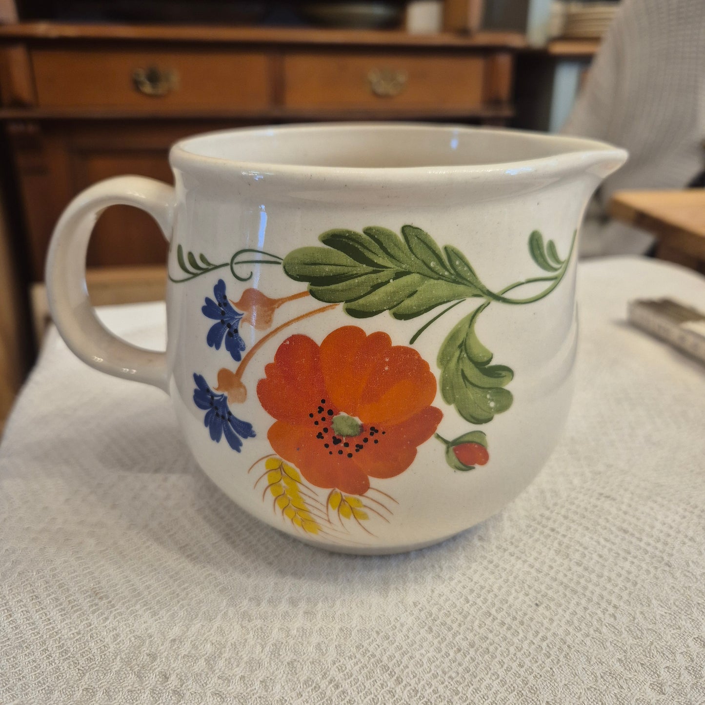 Alter DDR Vintage Krug Landhaus Mohnblume oder als Vase