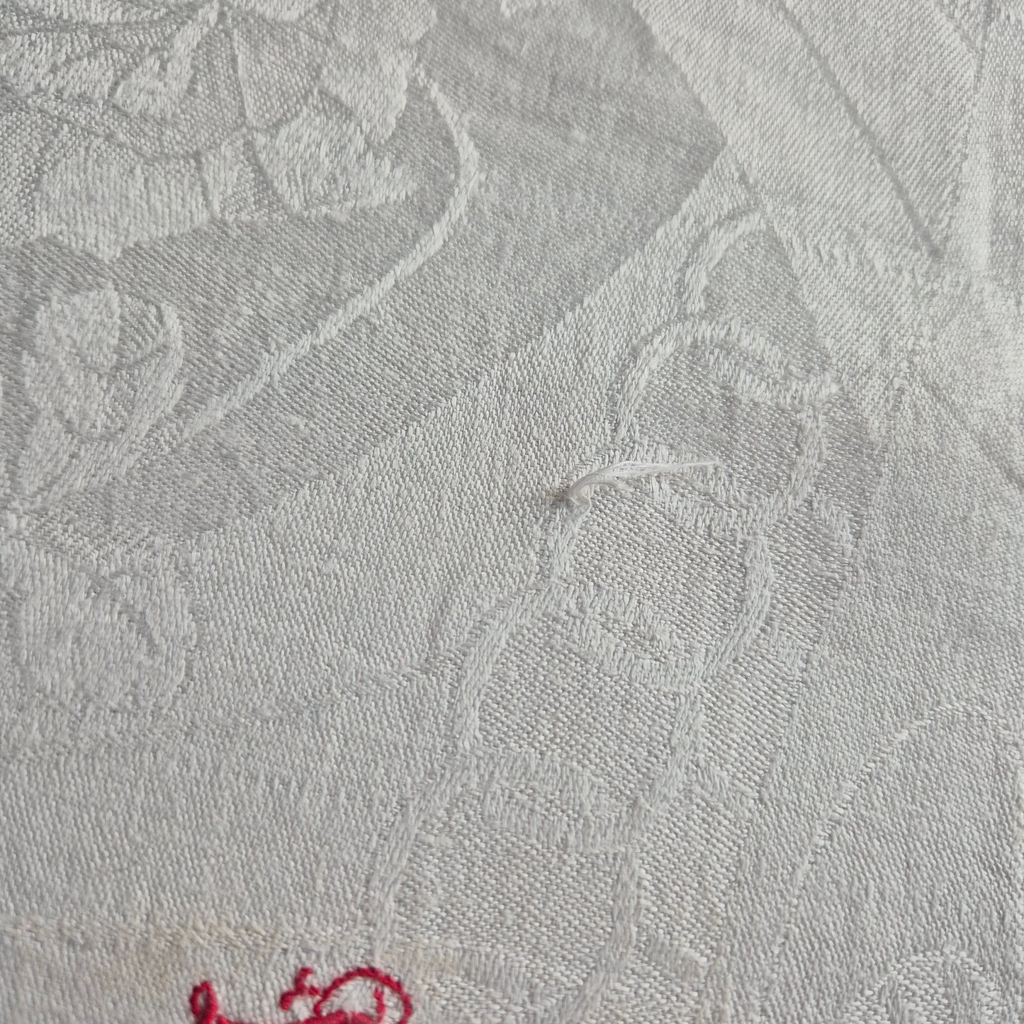 Antikes Jugendstil Küchen-&Geschirrtuch Damast Baumwolle Monogramm M.J. Rosen