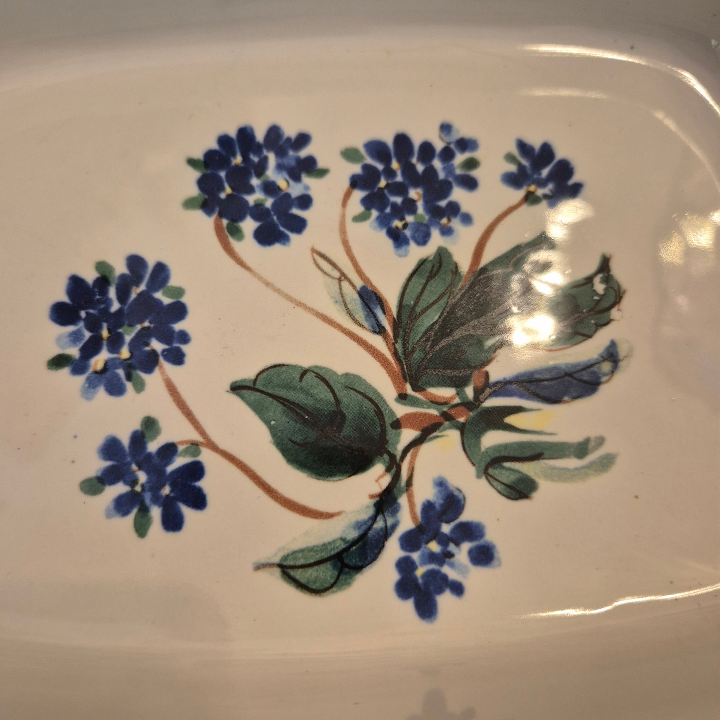 Vintage Handgemalte Porzellan Keramik Form Floral weiß Blume blau