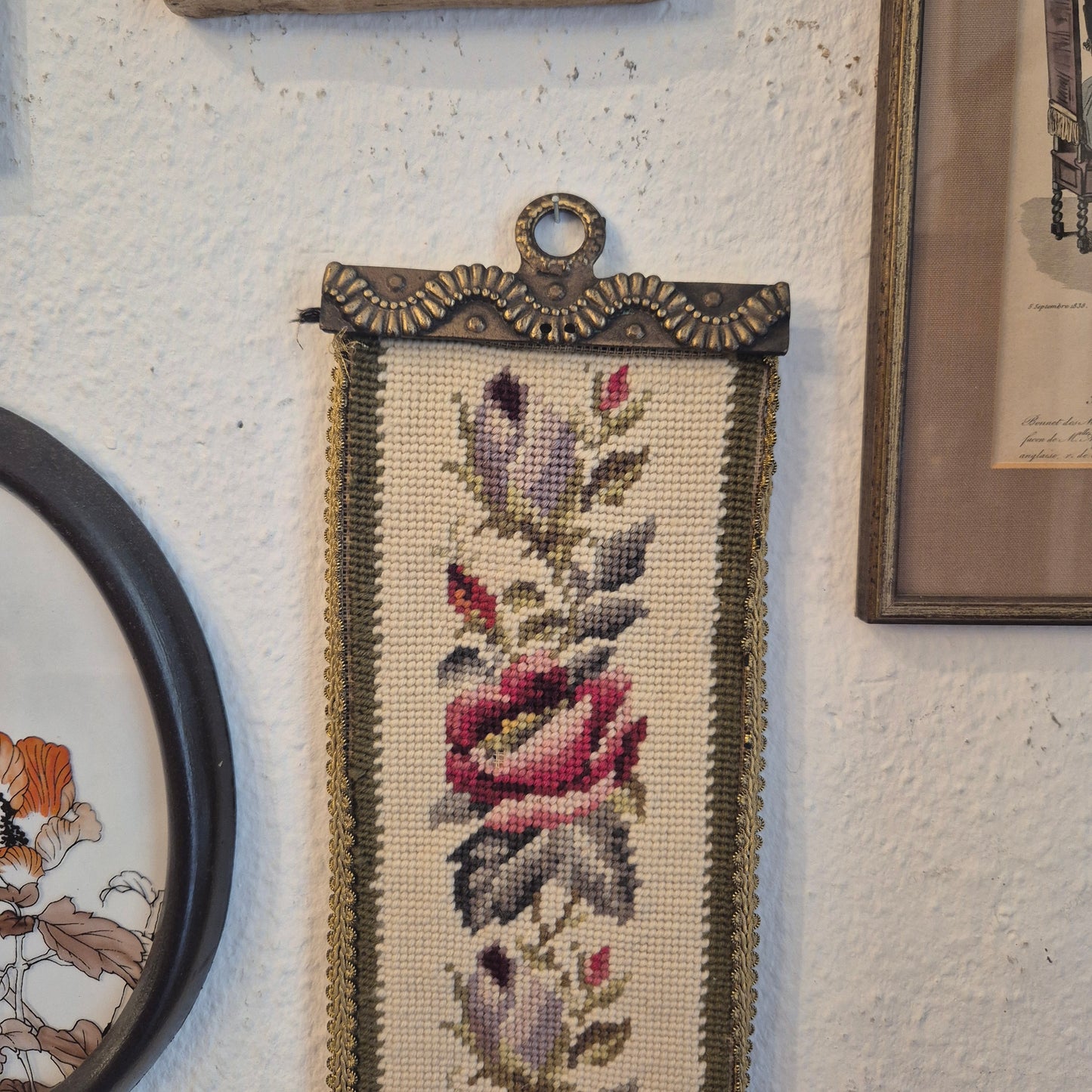 Wandbehang im Gobelin Stil echte Handarbeit Tapisserie Bildwirkerei Vintage 60er Jahre