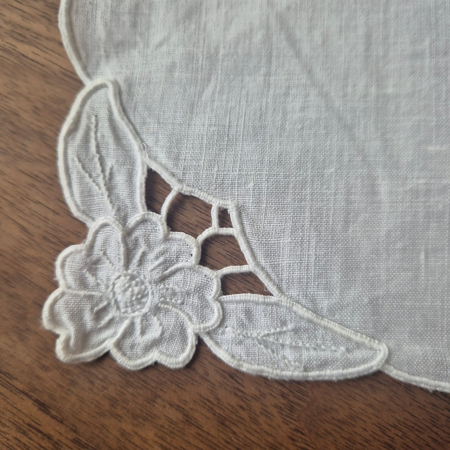 Antike Jugendstil Serviette/Mitteldecke weiß 44x40cm Baumwolle