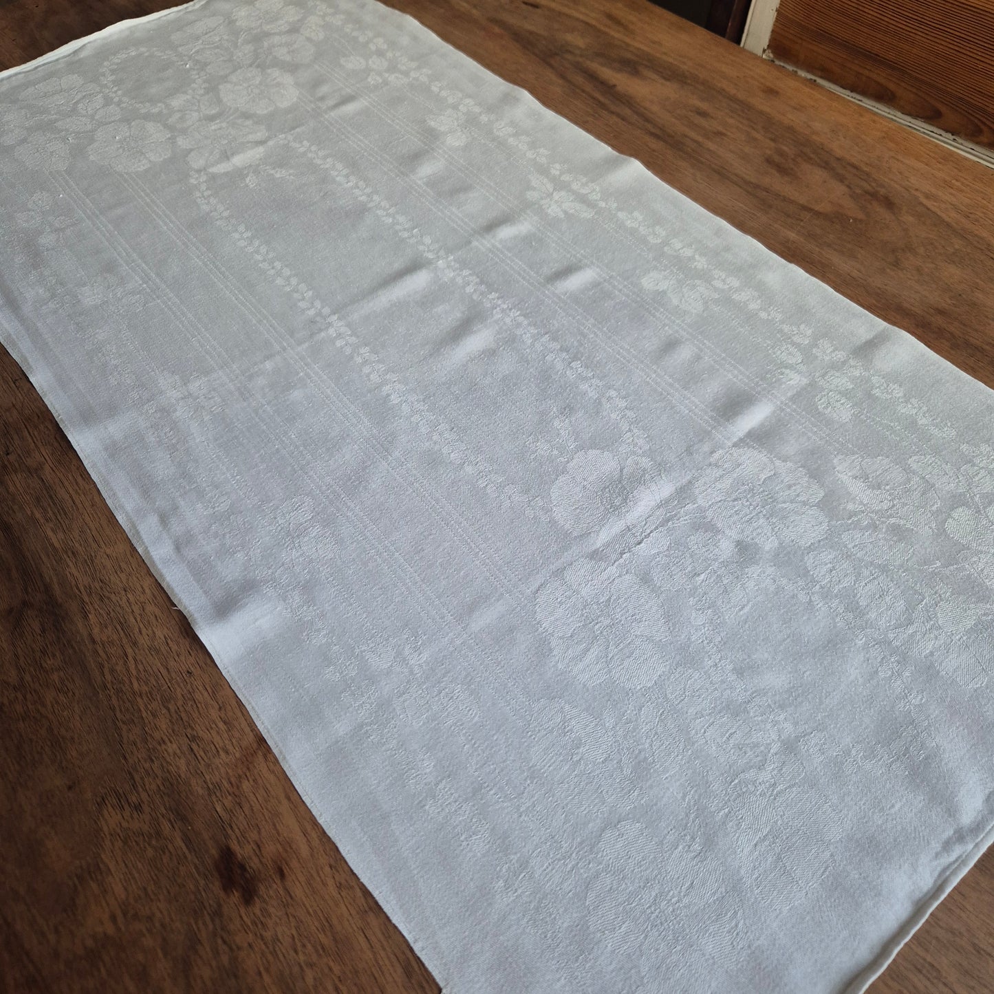 Antikes Jugendstil Küchen-&Geschirrtuch Damast Baumwolle weiß 45x95cm