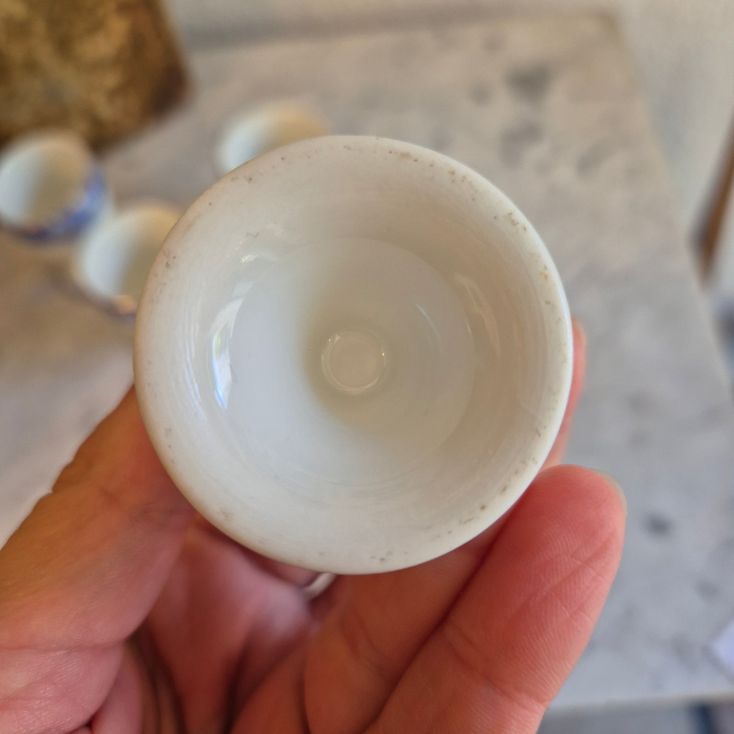 4x Antike Porzellan Eierbecher WIE echt Tuppack China Blau Tiefenfurt Blau Weiß