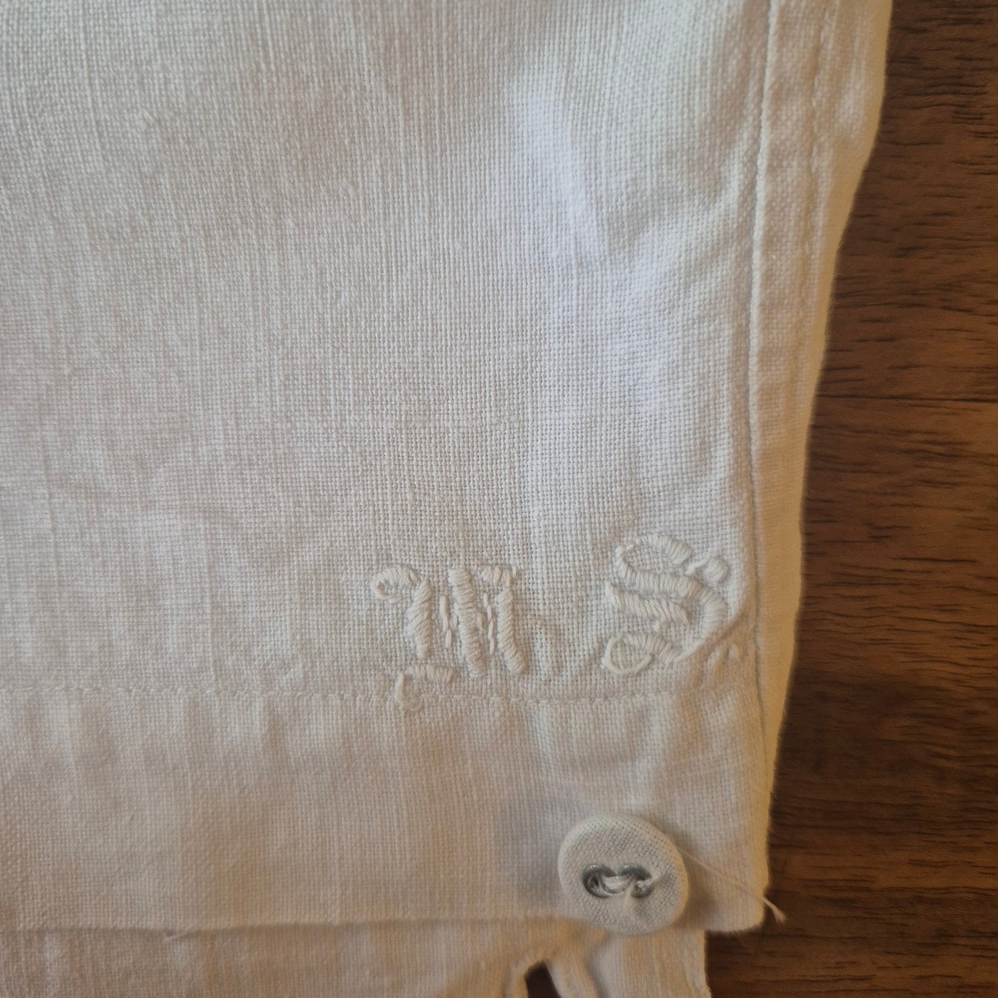 Antiker Kopfkissenbezug Rückenkissenbezug 55x96cm Baumwolle Monogramm M.S.