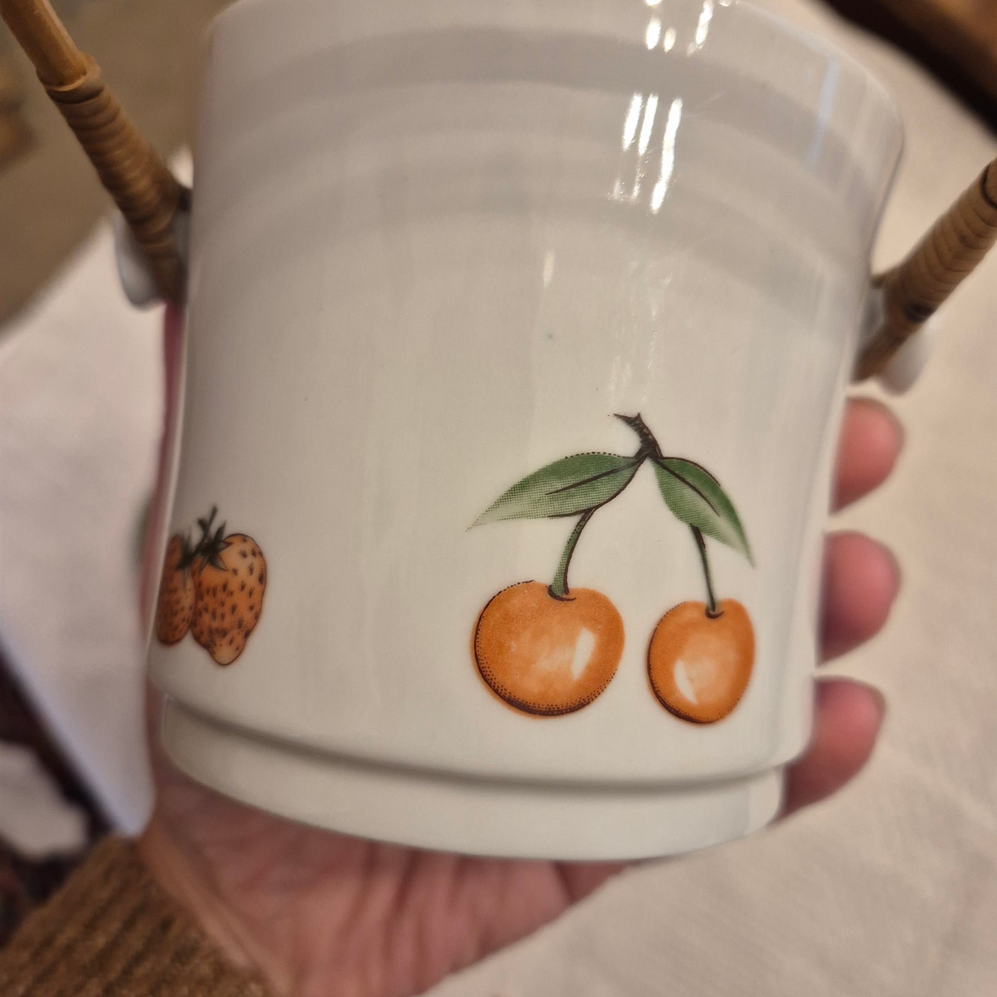 Vintage Marmeladenglas Porzellan mit Henkel Retro