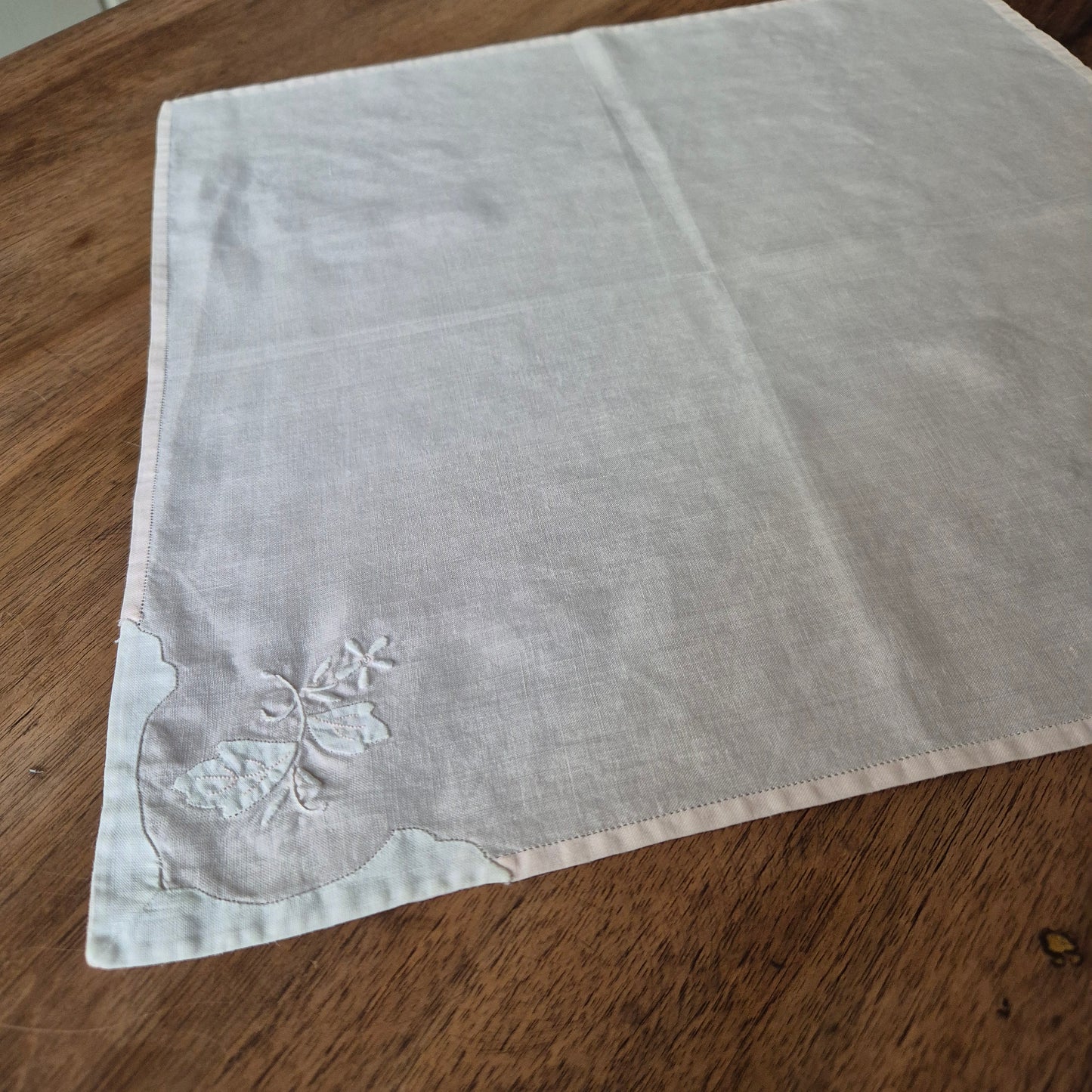 Vintage Baumwolle Serviette rosa weiß 43x43cm