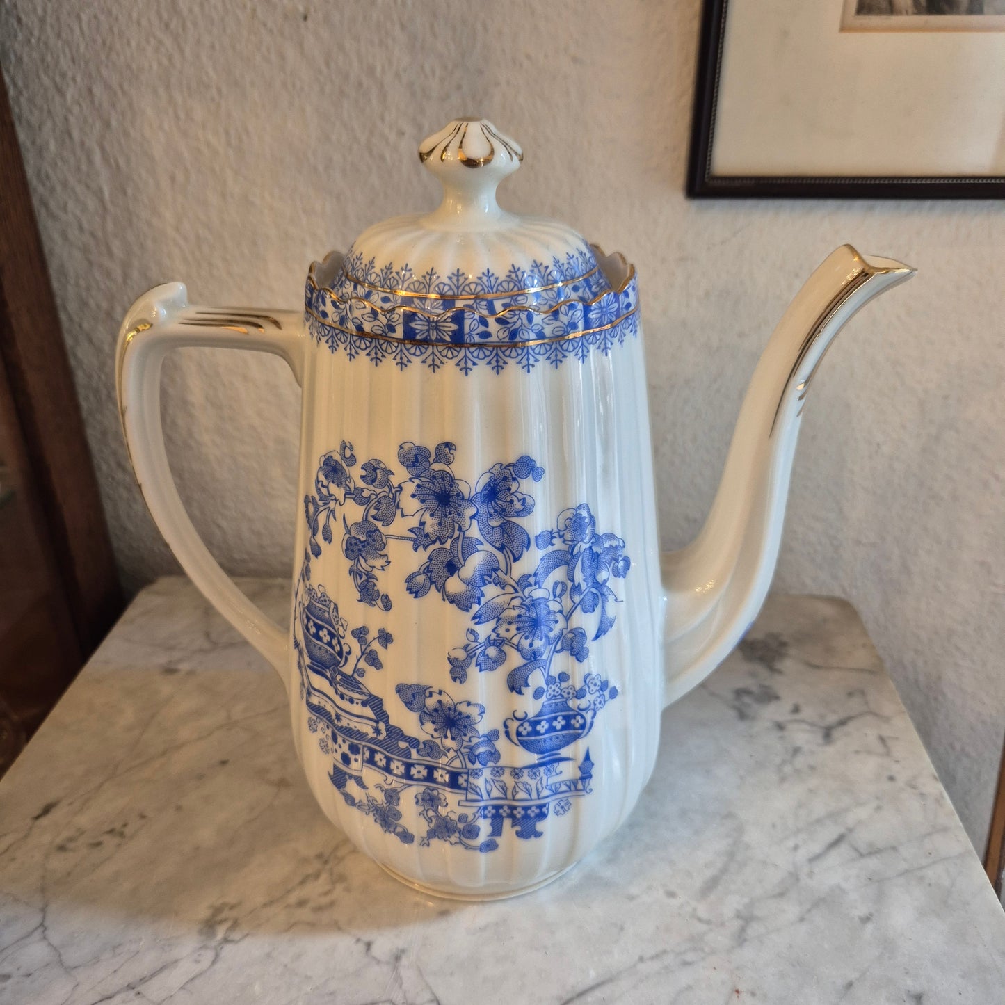 Antike Kaffeekanne Echt Tuppack China Blau Tiefenfurt Blau Weiß