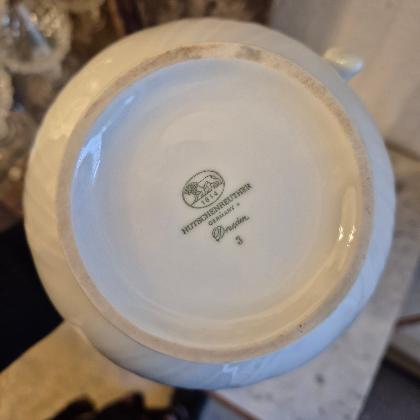 Antike Hutschenreuther Dresden Porzellan Kanne Kaffeekanne Teekanne Blumenmotiv Reliefrand