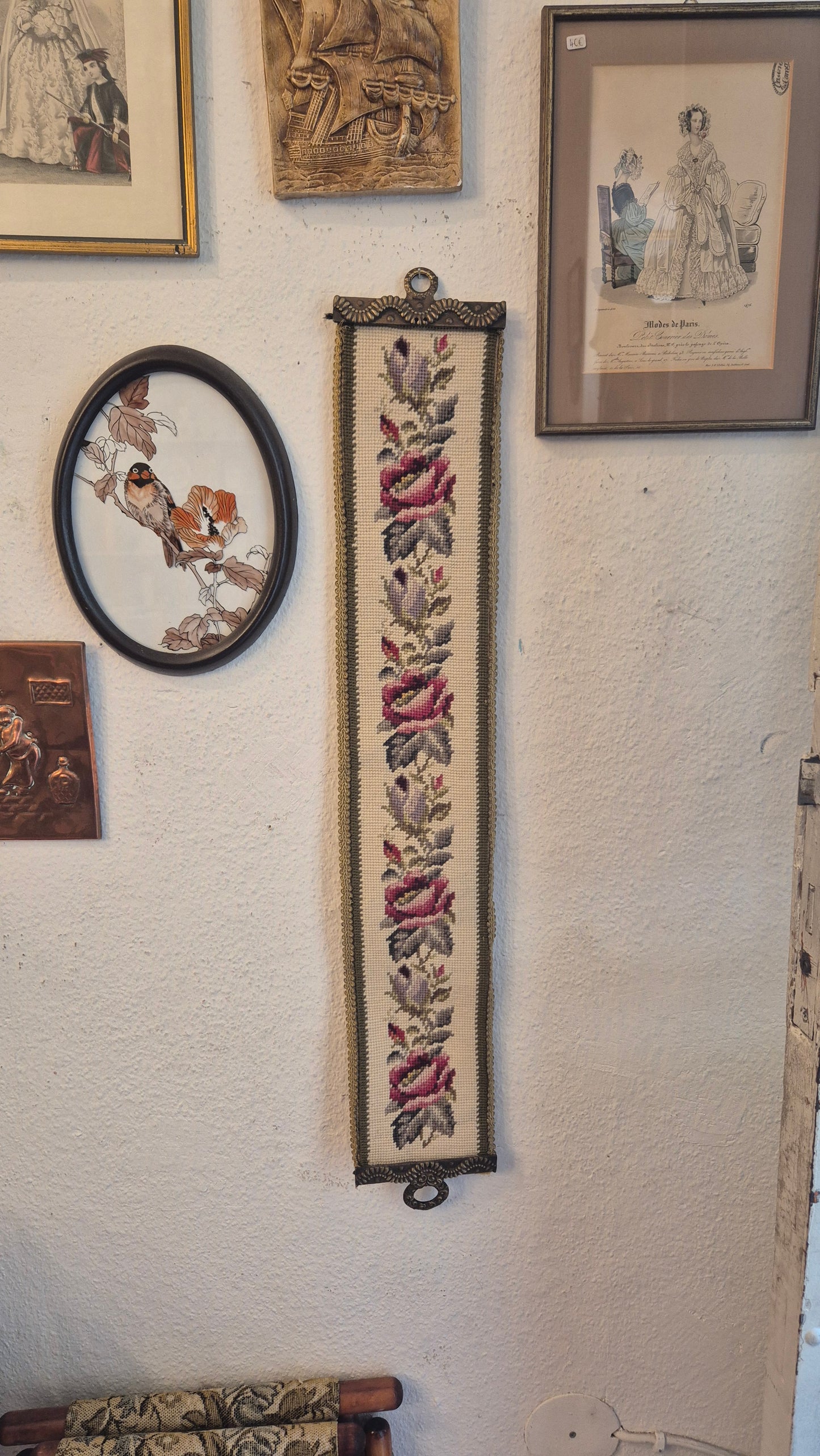 Wandbehang im Gobelin Stil echte Handarbeit Tapisserie Bildwirkerei Vintage 60er Jahre