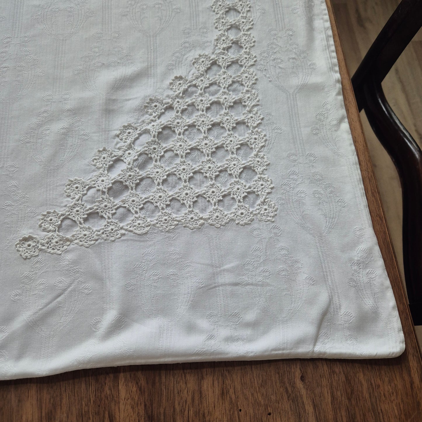 Antiker großer Kissenbezug Baumwolle 85x96cm weiß Monogramm A.H.
