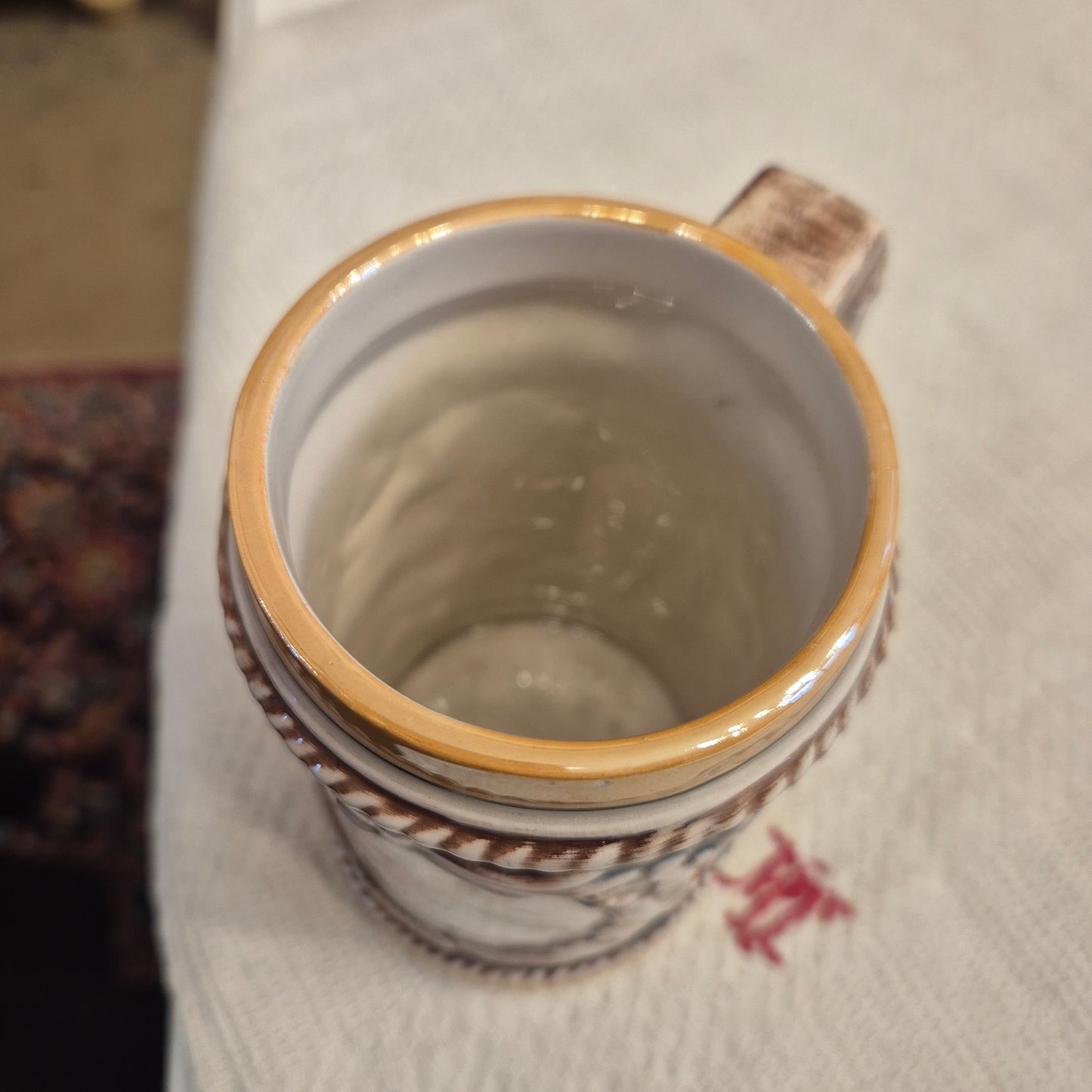 Vintage Keramik Bierkrug Rosenmuster Geschenk