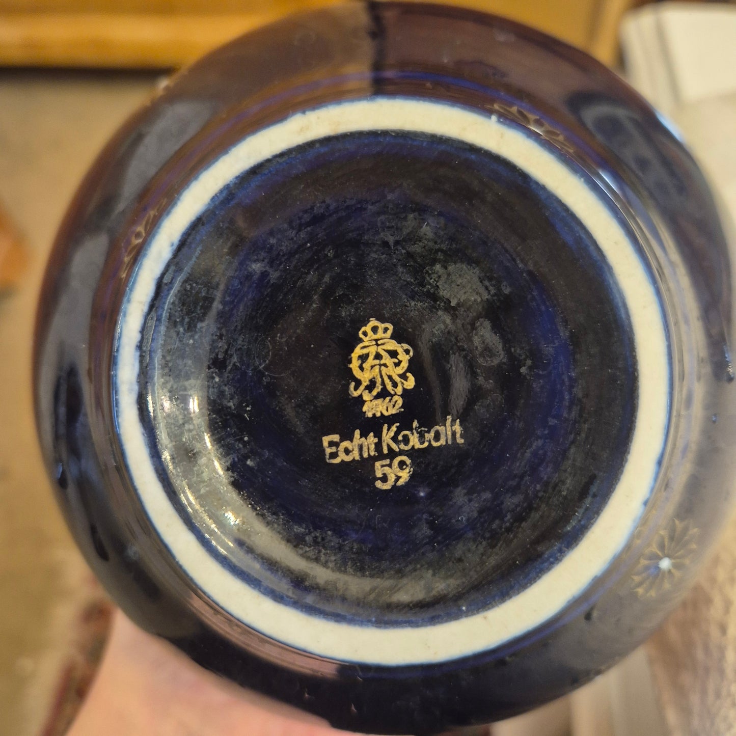 Antike Volkstedt Porzellan Vase Echt Kobalt Blau gold handbemalt