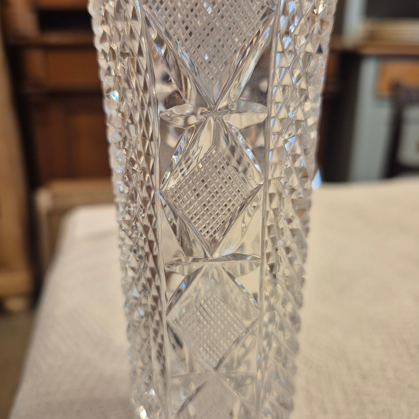 Vintage Kristalloptik Glas Vase transparent
