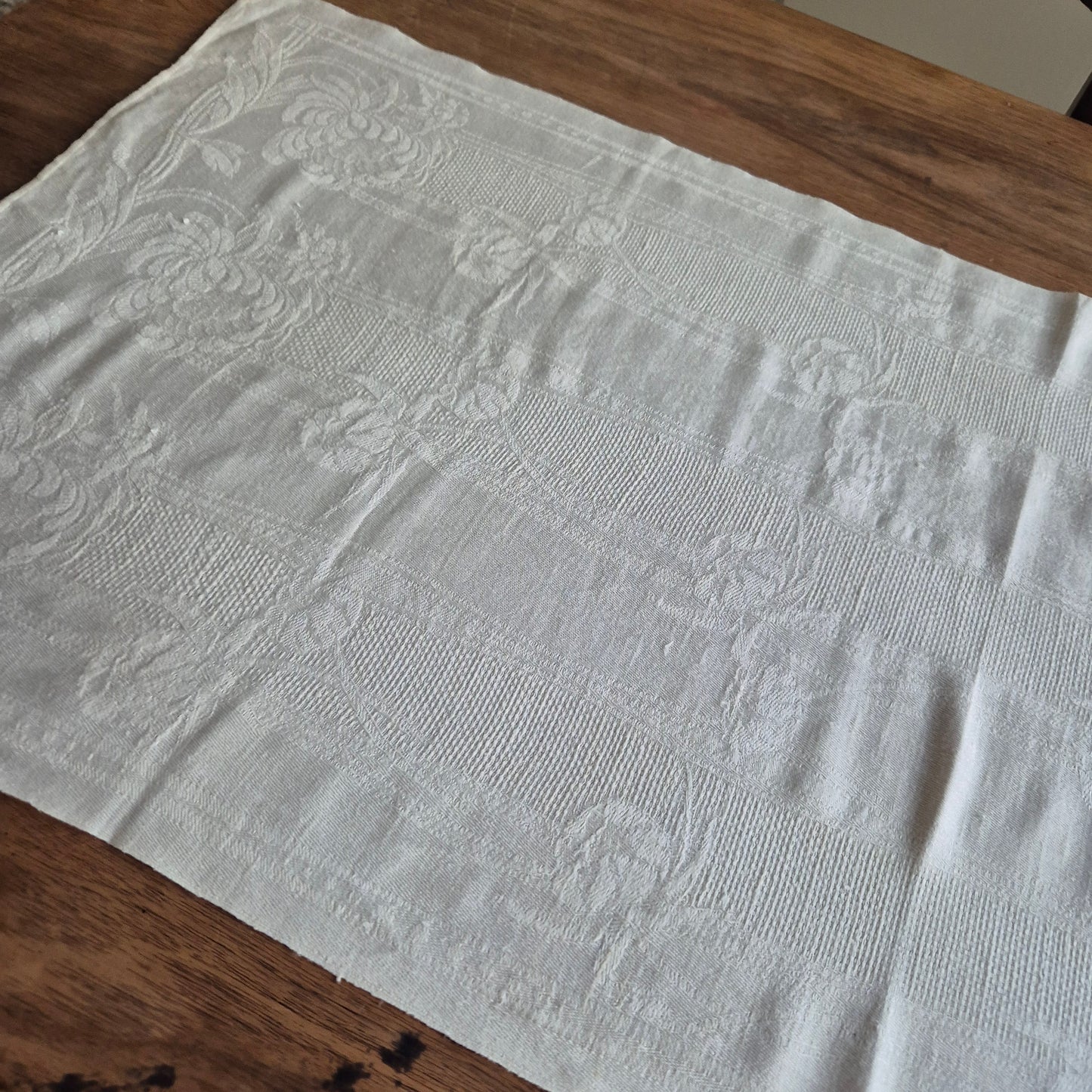 2x Antike Jugendstil Küchen-& Geschirrtücher mit Monogramm M.B. cremeweiß
