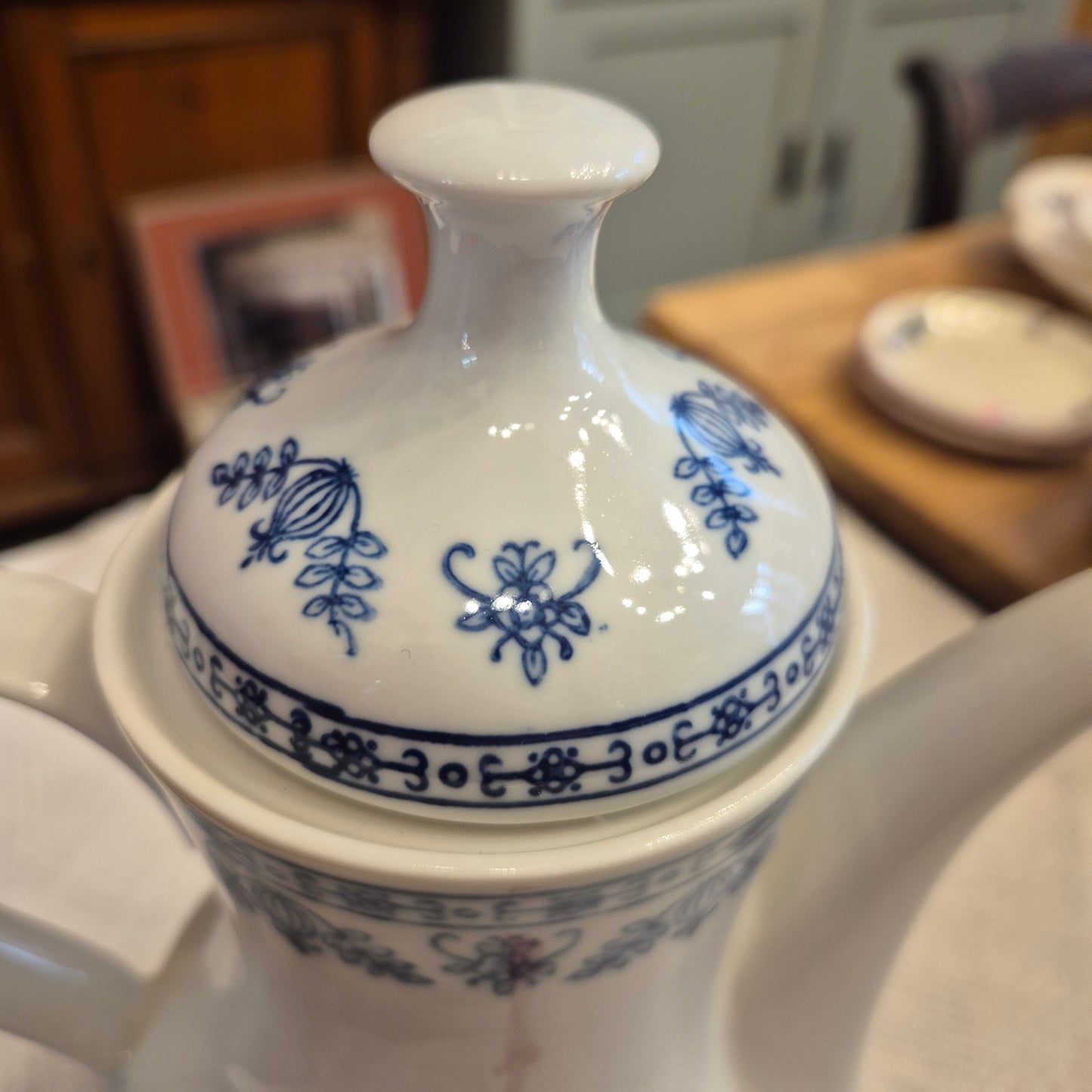 Vintage Kahla Zwiebelmuster Tee Kaffeekanne Kanne Vintage blau weiß