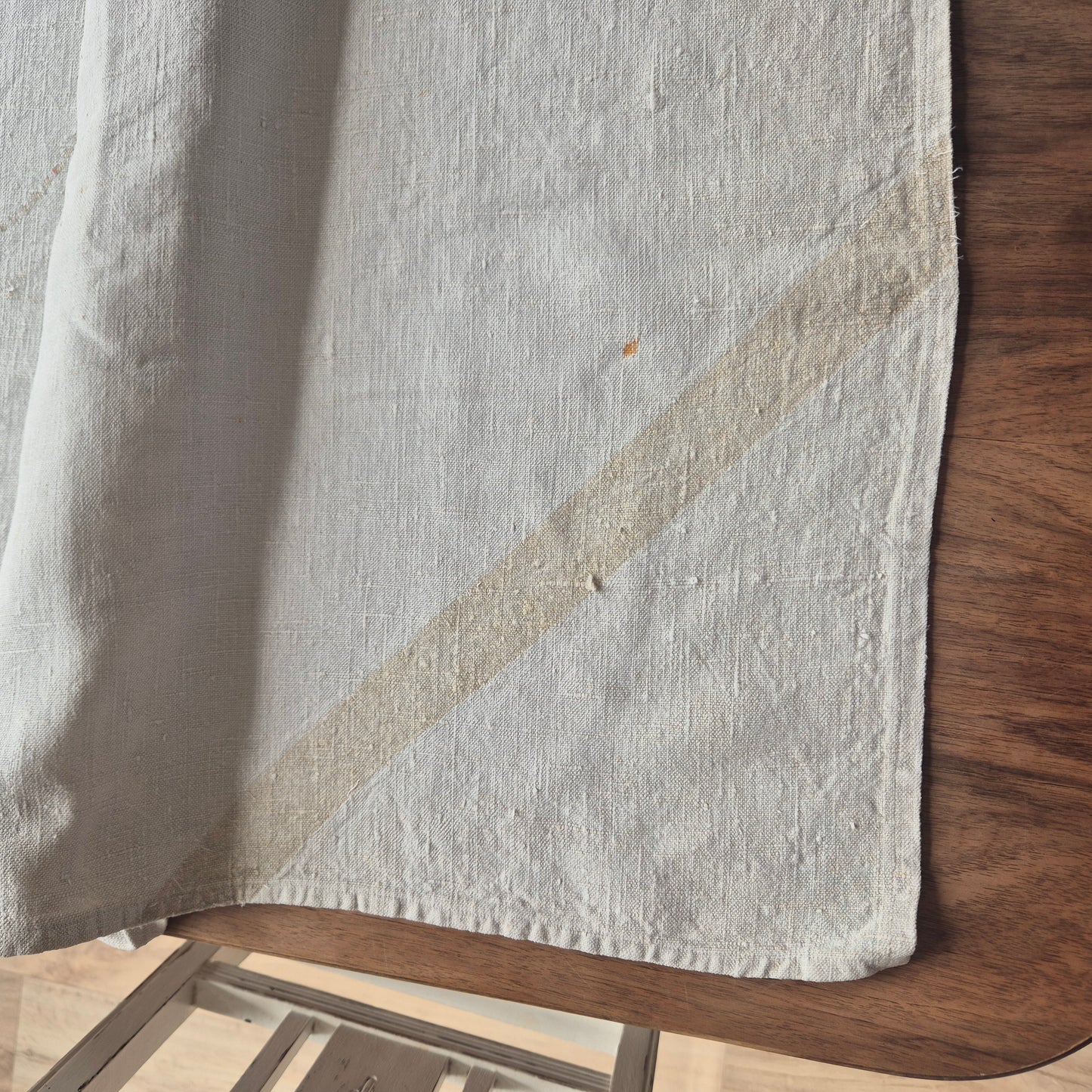 Antike Leinen Tischdecke 88x145cm mit Stockflecken / zum weiterbearbeiten 🤍