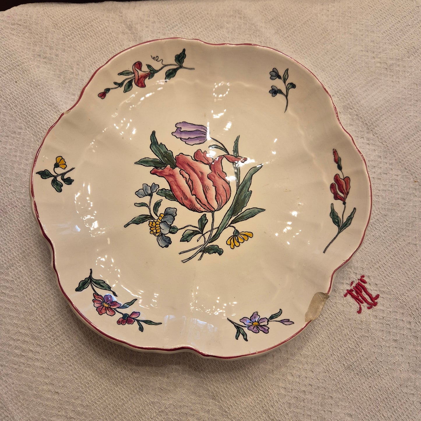 Vintage Zell am Harmersbach Alt Straßburg Servierteller Teller Keramik Blumen (Abplatzer!)