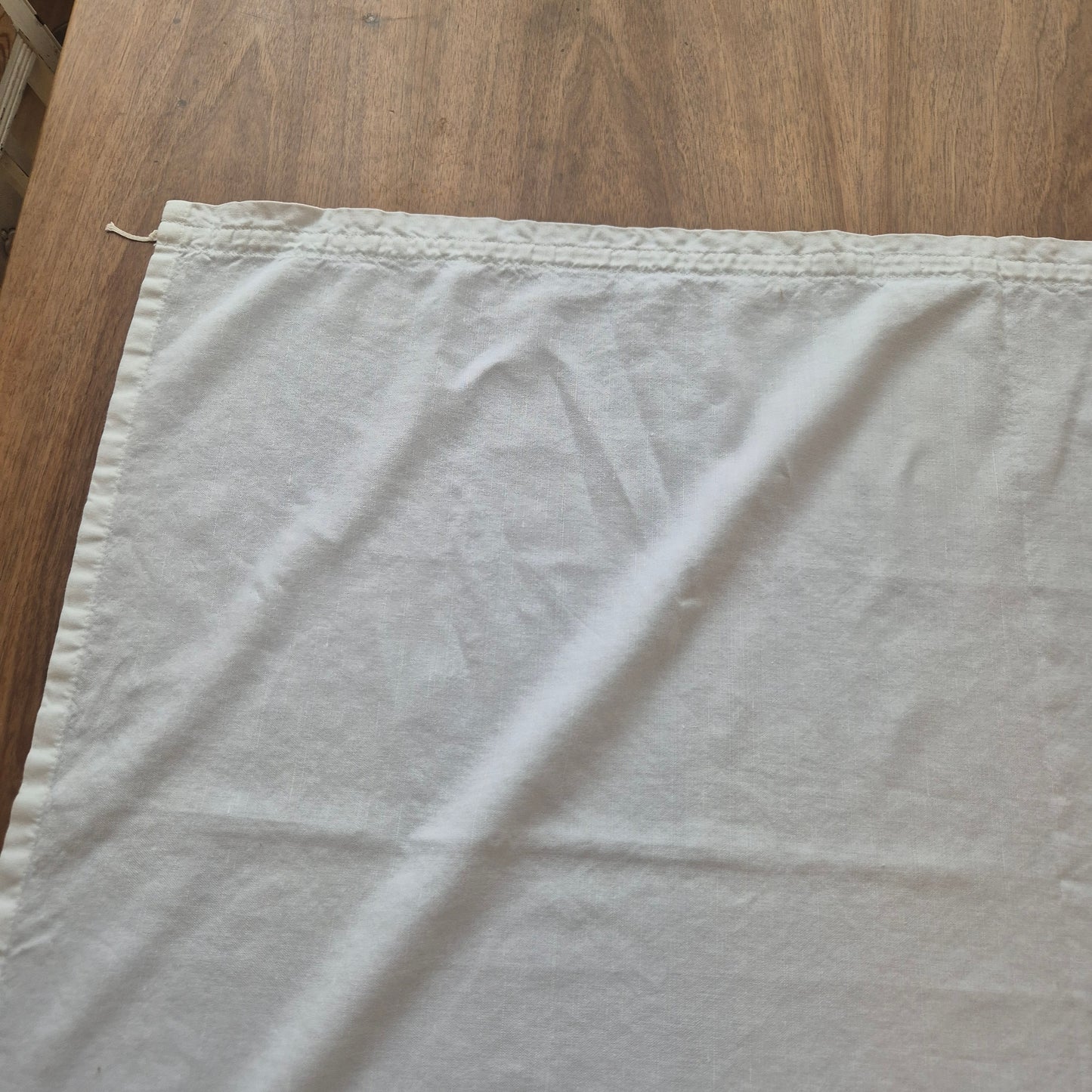 Vintage Baumwolle Gardine mit blauem Stempel Muster rechte Seite 115x169cm Handgemacht