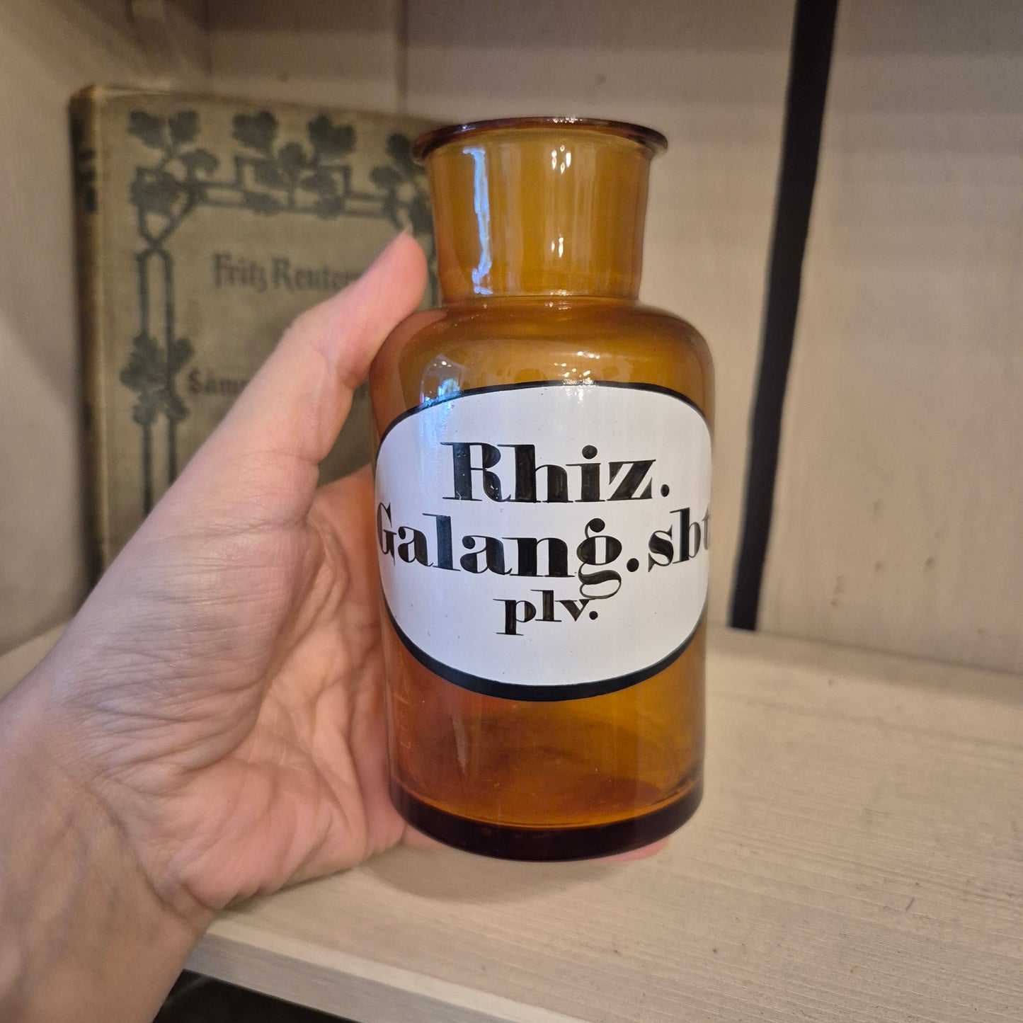 Antike Rhiz.Galang.sbt.plv. - Apotheken Flasche Glas