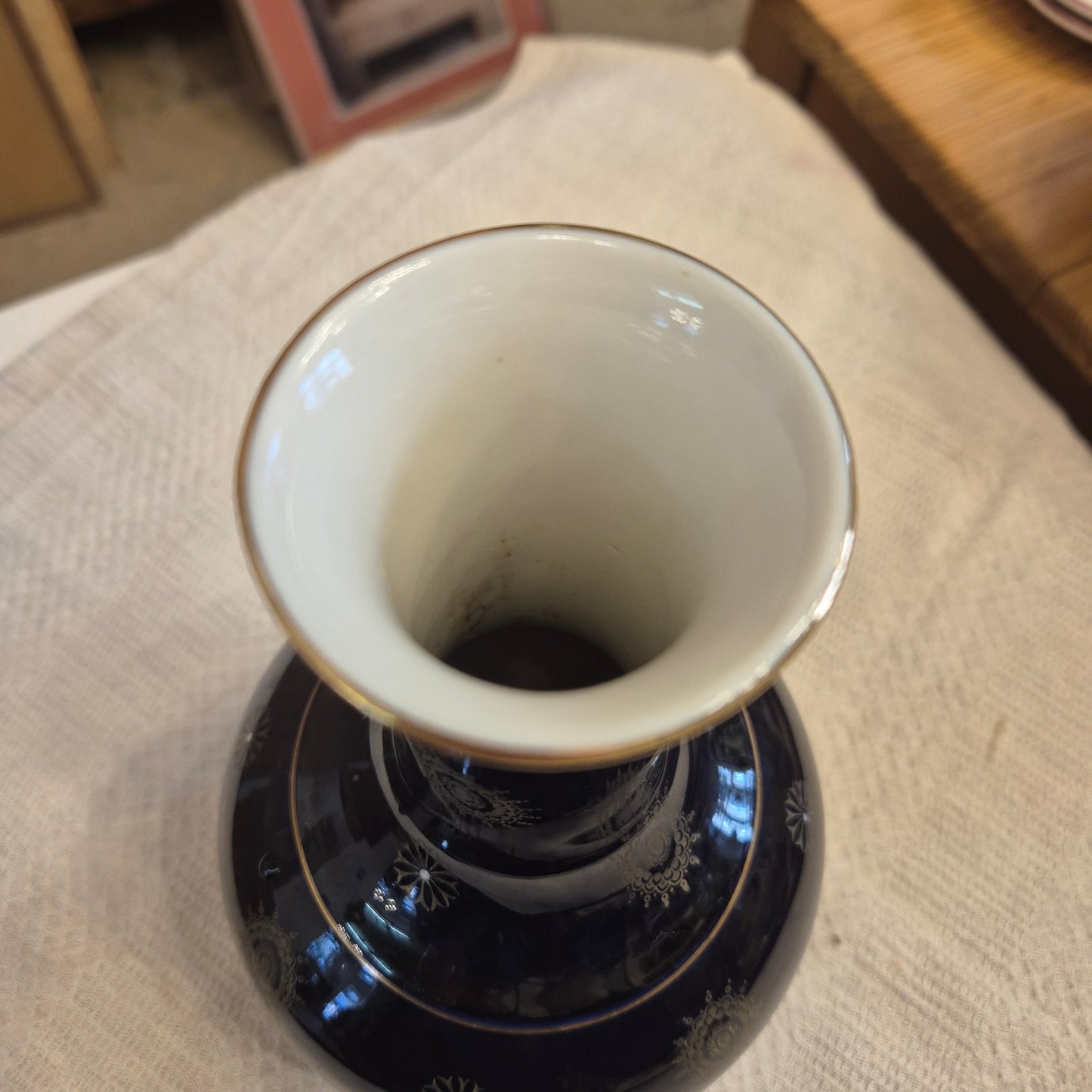 Antike Volkstedt Porzellan Vase Echt Kobalt Blau gold handbemalt