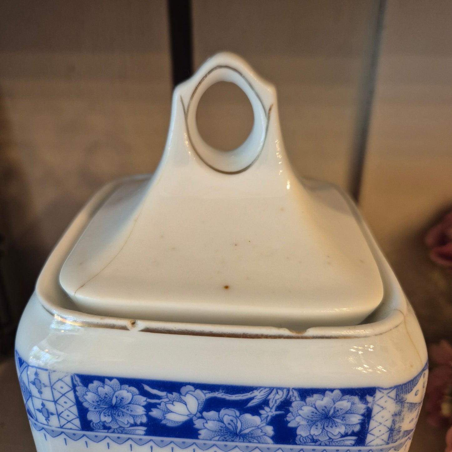 Jugendstil Vorratsdose Weiß Blau Kaffee Schwarzenberg Germany