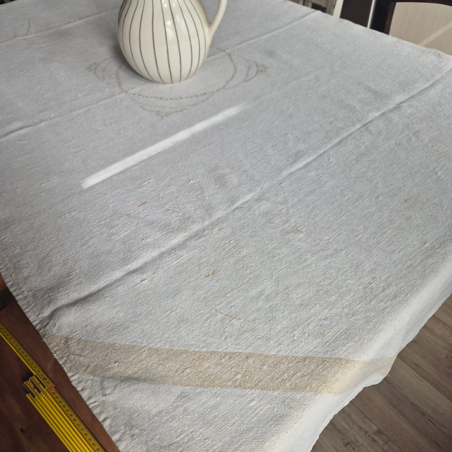 Antike Leinen Tischdecke 88x145cm mit Stockflecken / zum weiterbearbeiten 🤍