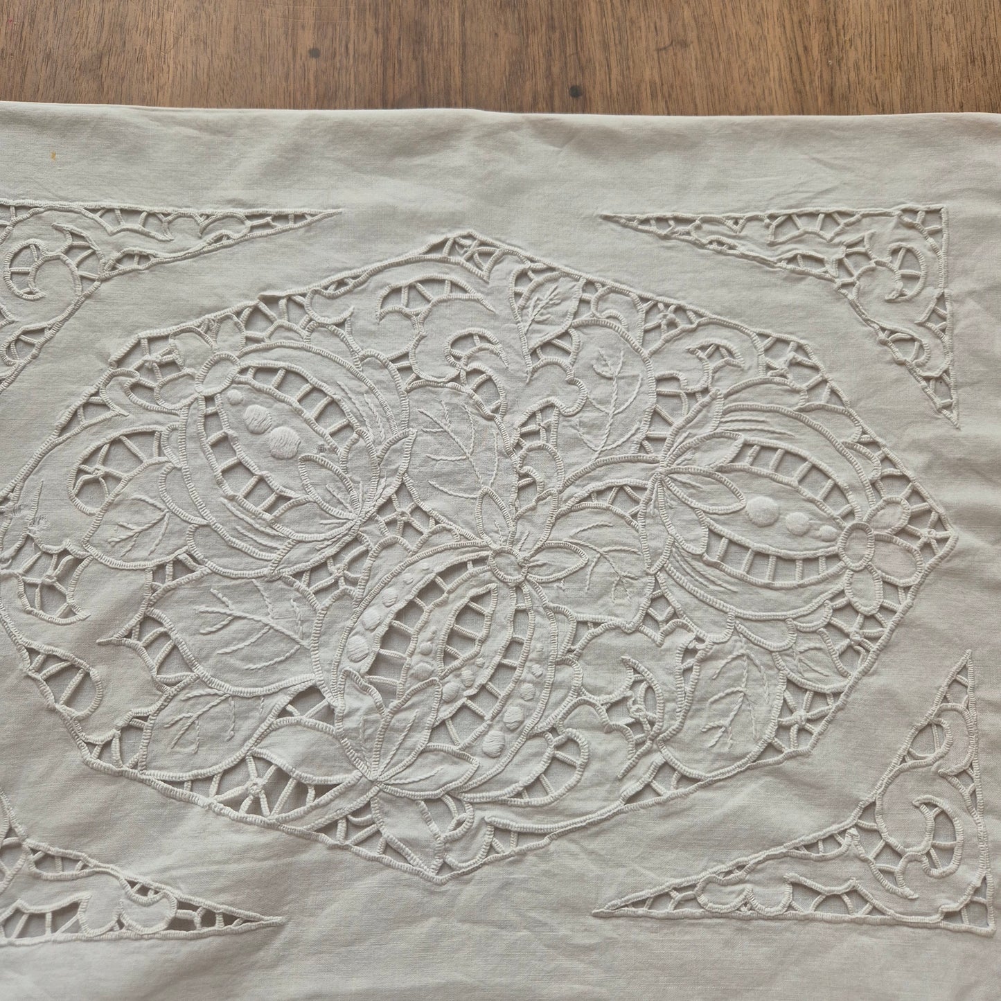 Antiker Kissenbezug zum vollenden mit Spitze Kissenhülle 41x51cm Baumwolle Stoffrest