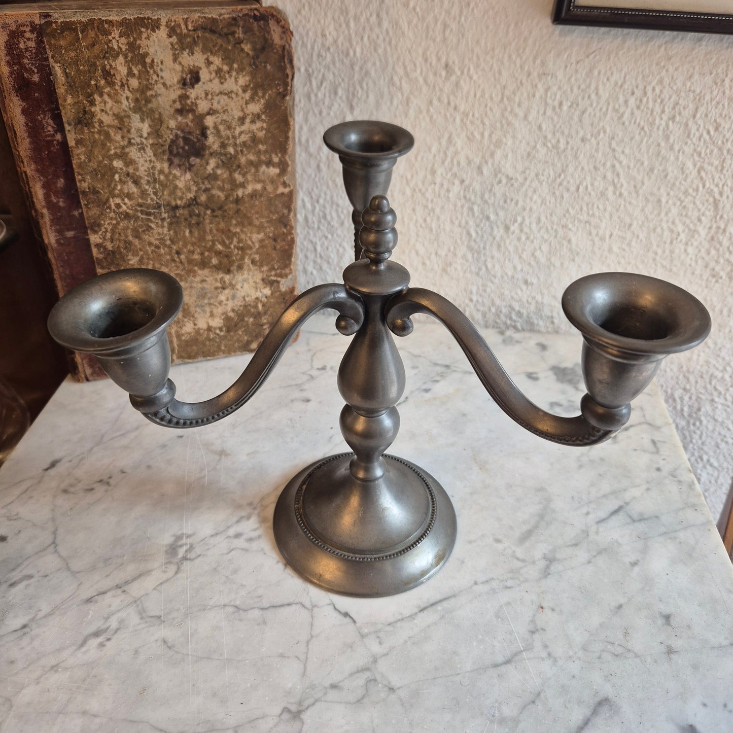 Vintage Royal Holland Pewter Daalderop 3-armiger Kerzenständer Leuchter