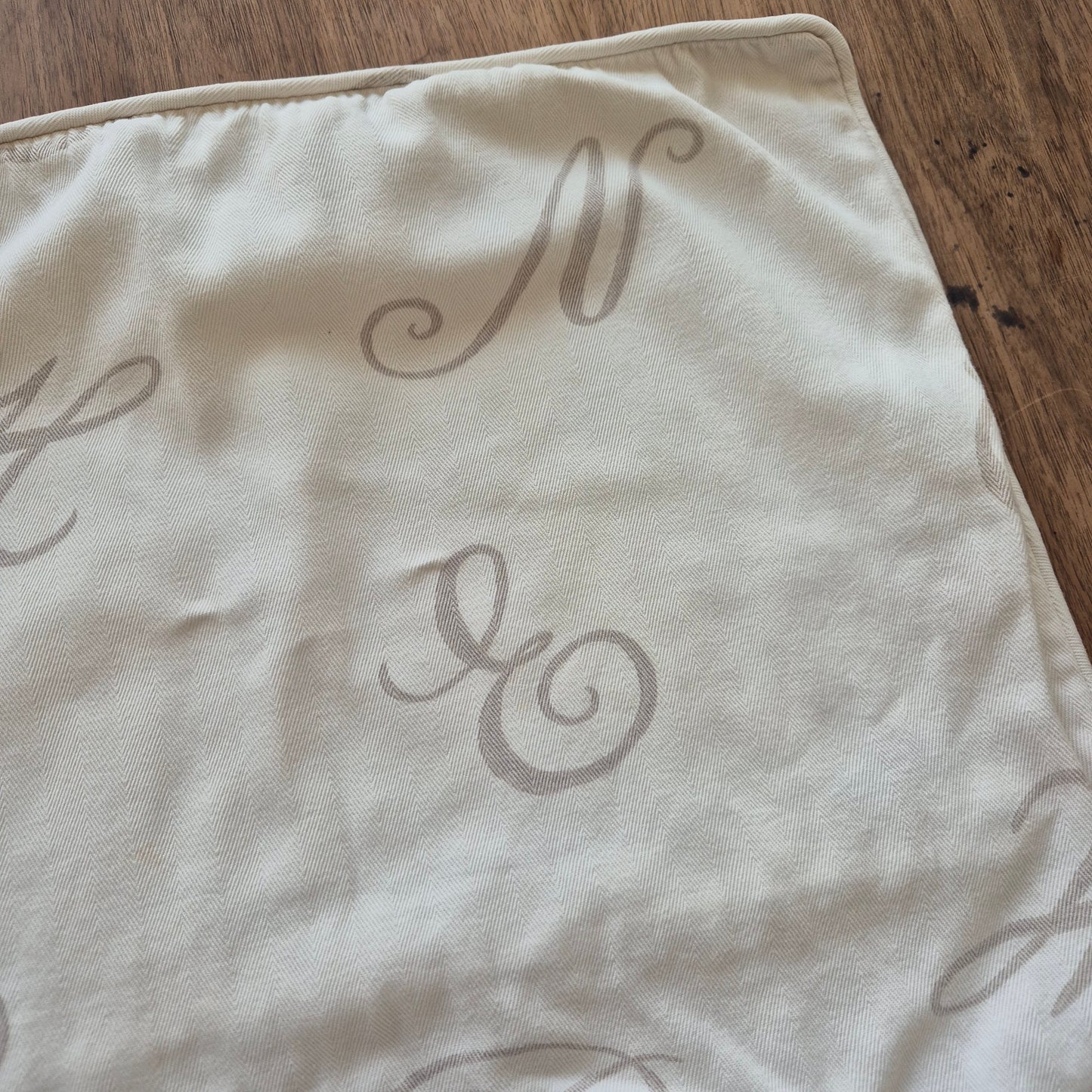 Vintage Kissenbezug Kissenhülle klein 45x50cm Strauss 1902 Baumwolle creme grau