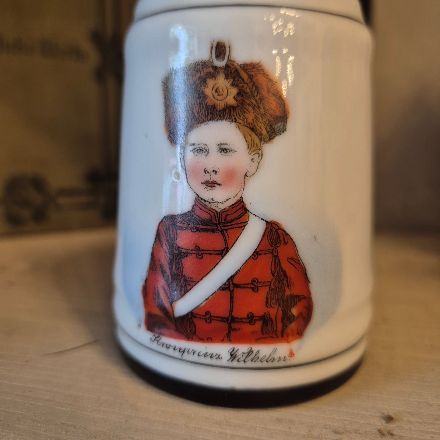 Kleiner antiker Handbemalter Kronprinz Wilhelm Bierkrug Sammler 1939