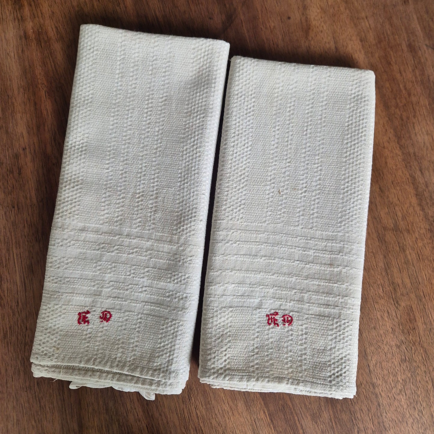 2x Antike Jugendstil Leinen Küchen-& Geschirrtücher Monogramm E.D. cremeweiß🤍
