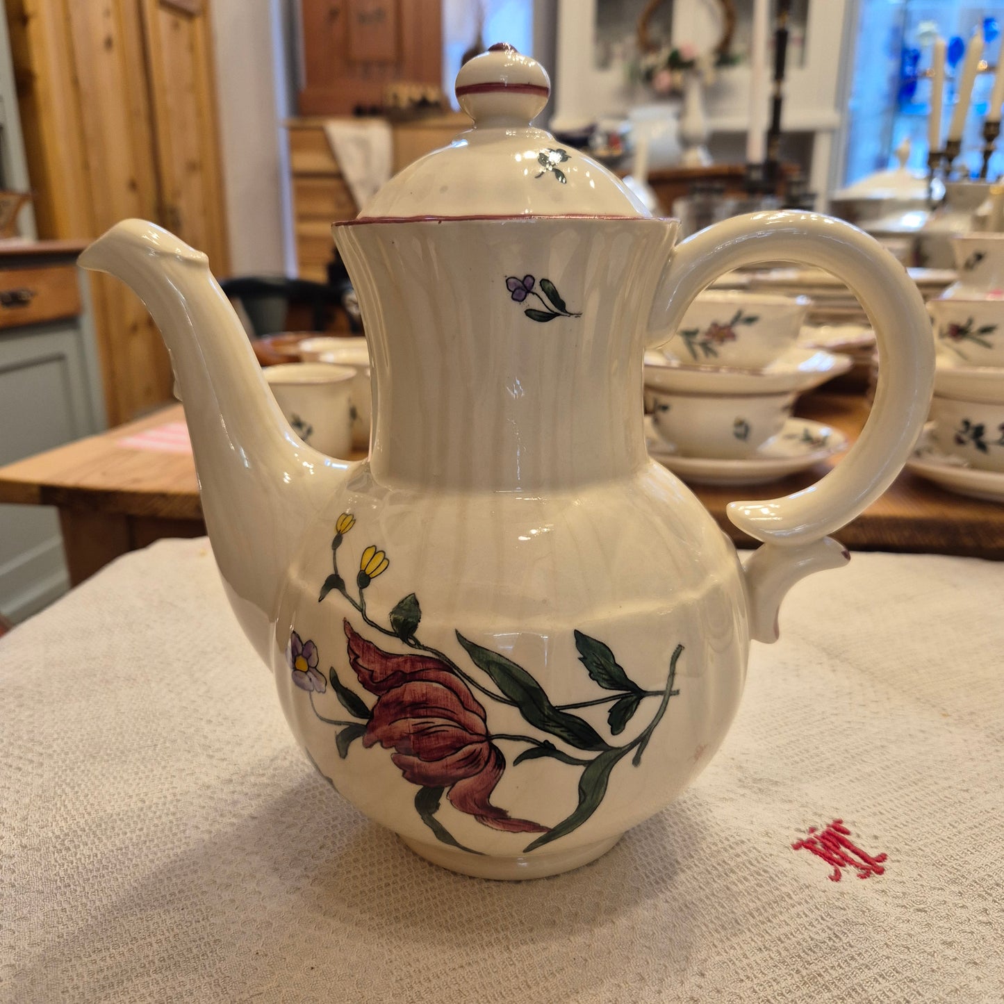 Vintage Zell am Harmersbach Alt Straßburg Kanne Tee Kaffee Keramik Blumen