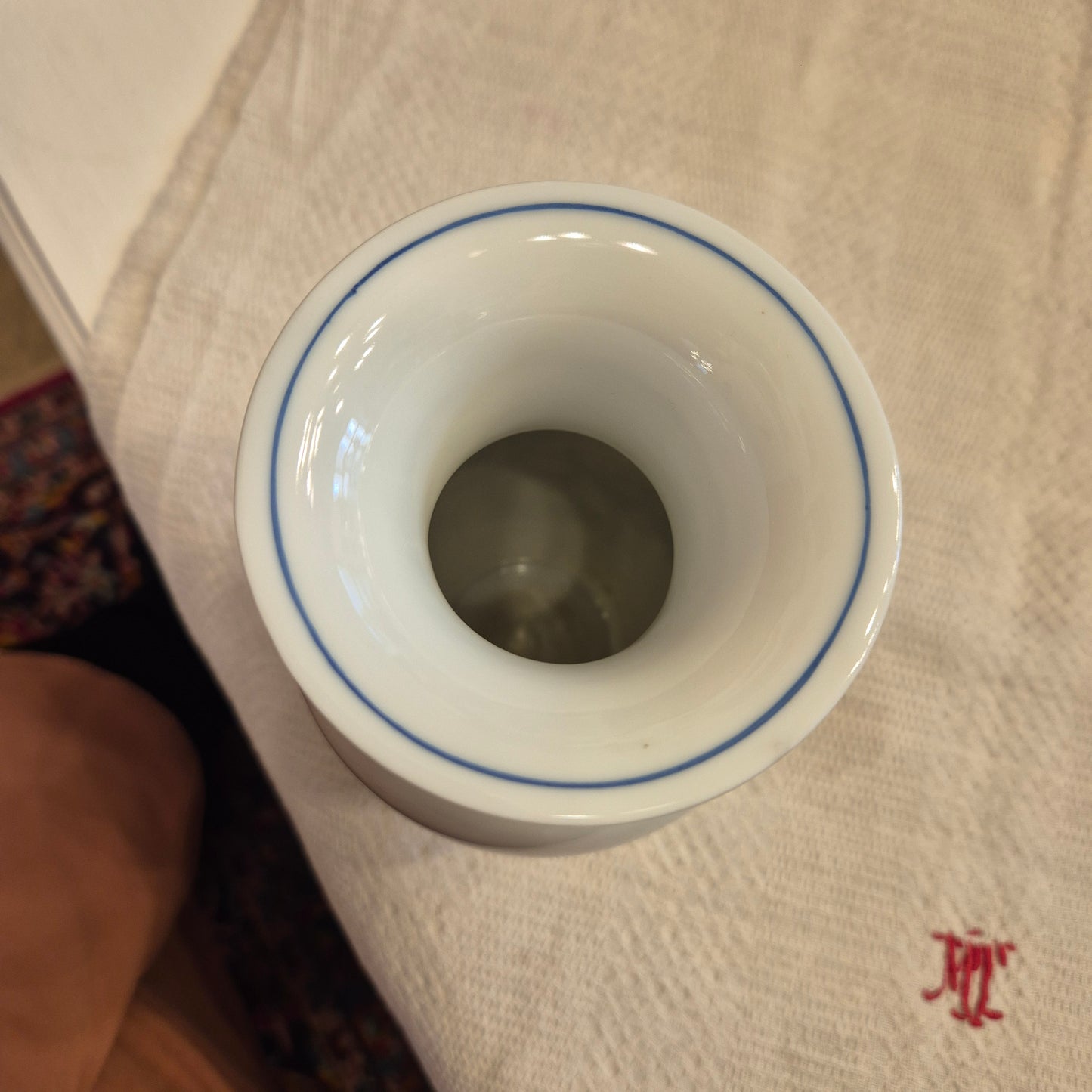Vintage Zwiebelmuster Porzellan Vase weiß blau