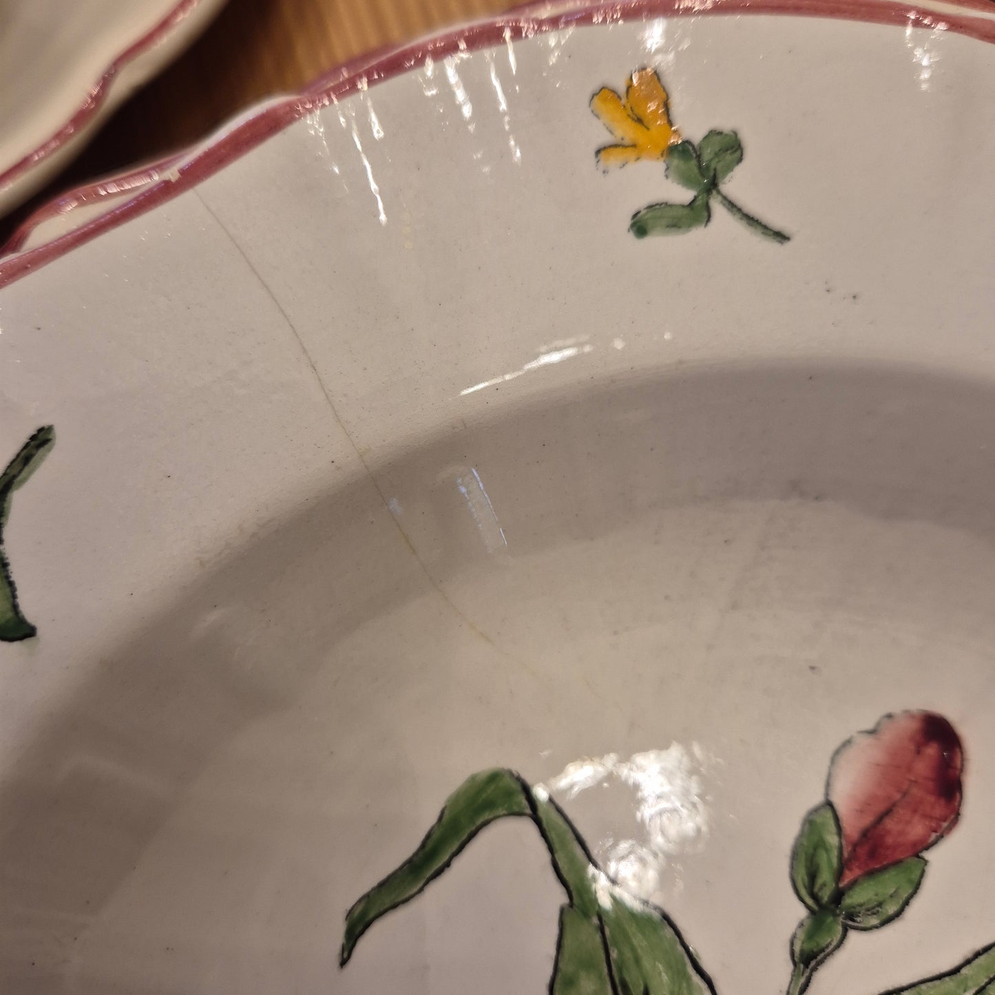Vintage Zell am Harmersbach Alt Straßburg Flache Suppenteller 538 (Abplatzer) Keramik Blumen
