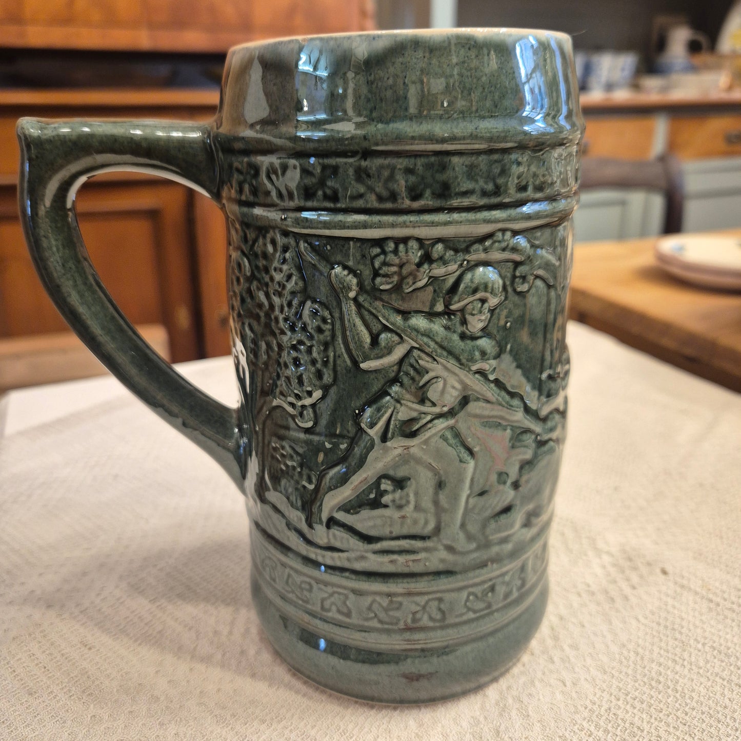 Vintage Keramik Bierkrug Grün Geschenk oder auch als Vase