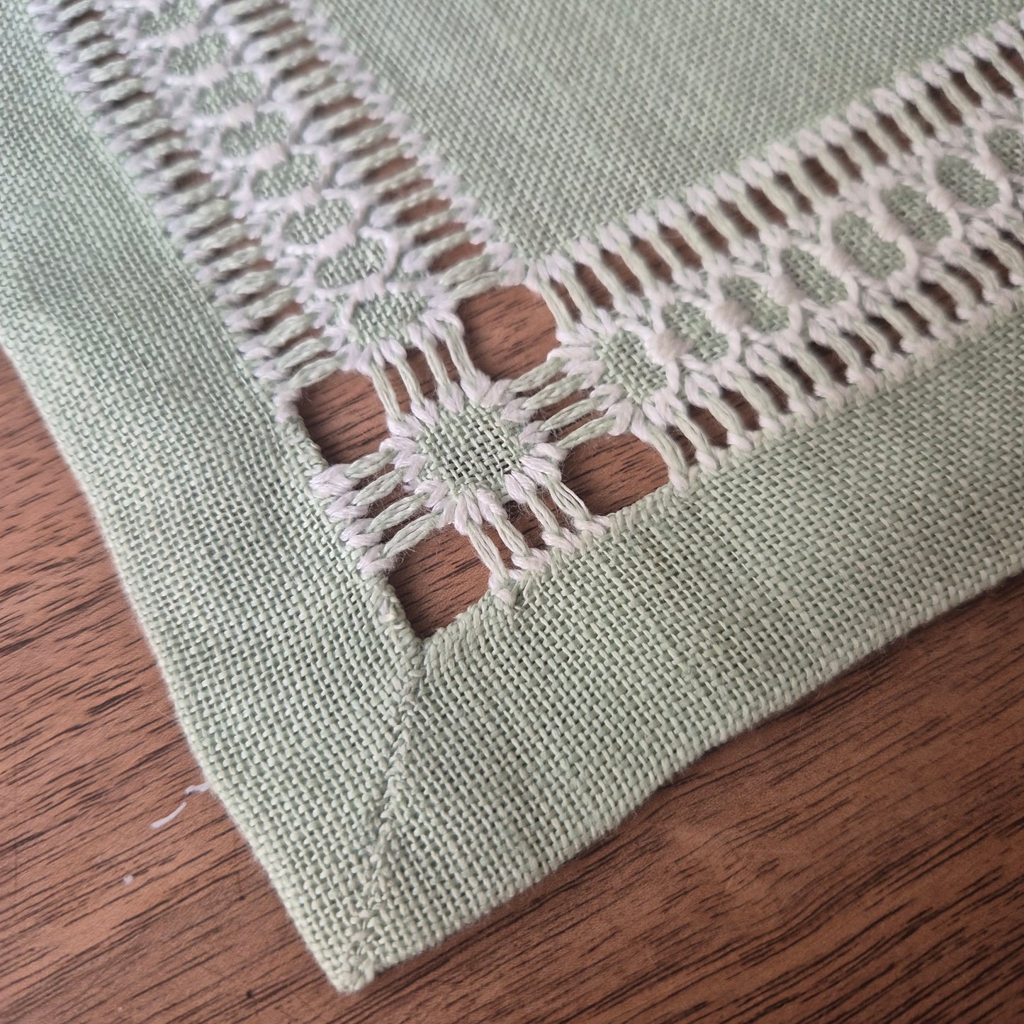 Antike Handgemachte Baumwolle Tischläufer Mintgrün 50x105cm
